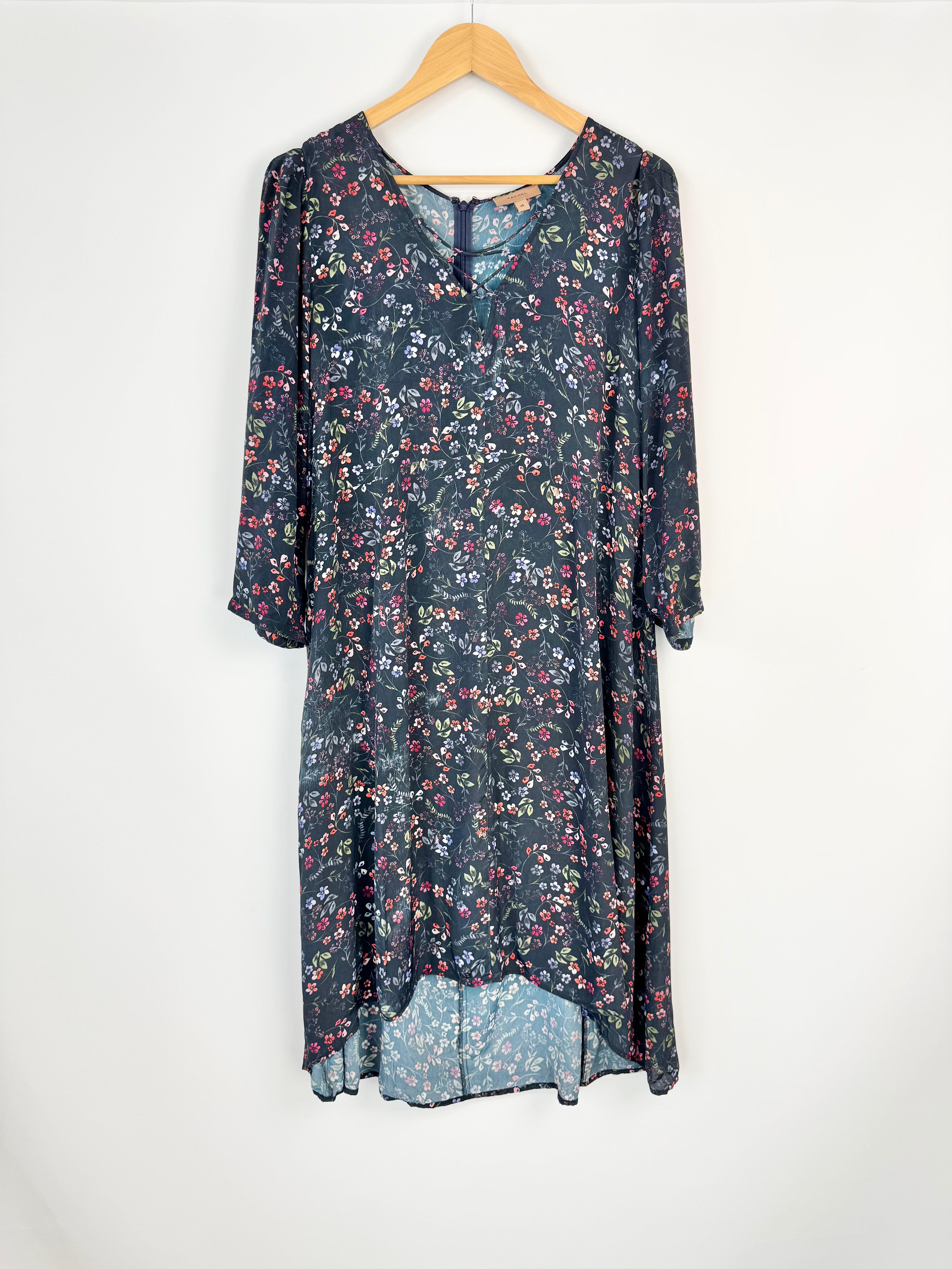 Kachel Silk & Viscose Blend Botanical Patterned Dress - AU14