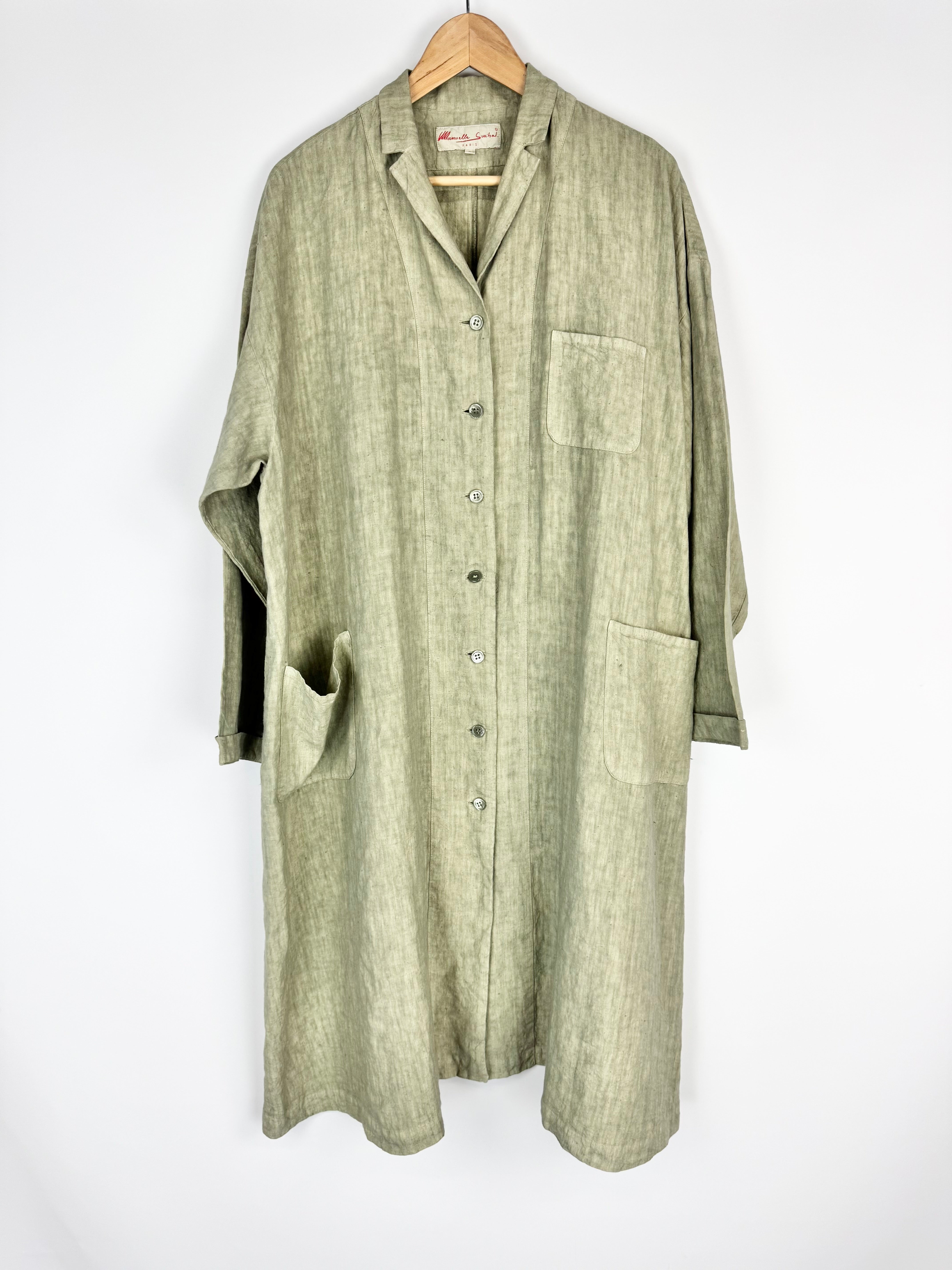 Manuelle Guibal Green Linen Shirt Dress - AU12/14