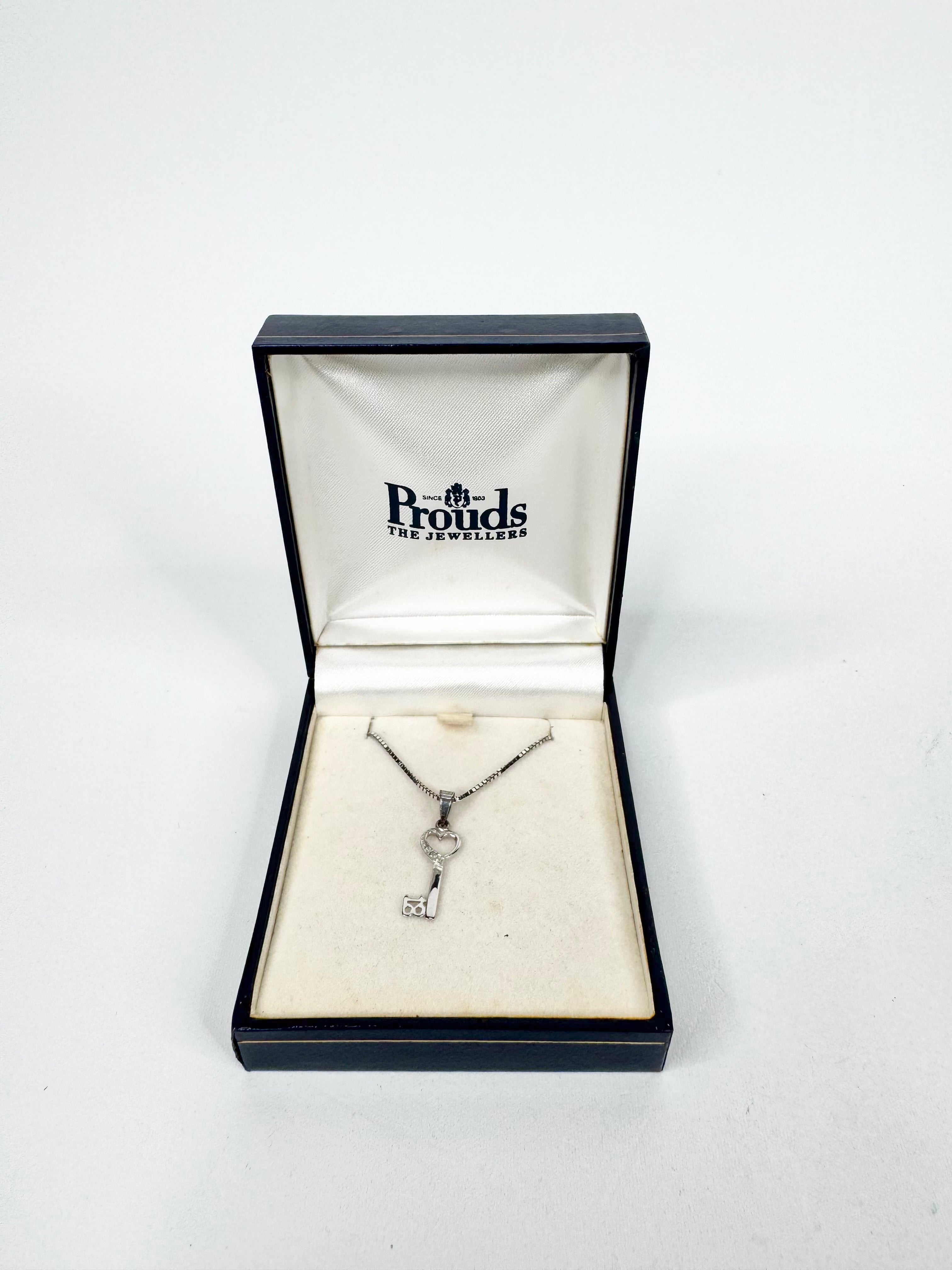 Prouds the Jewellers Silver & Cubic Zirconia '18' Key Necklace