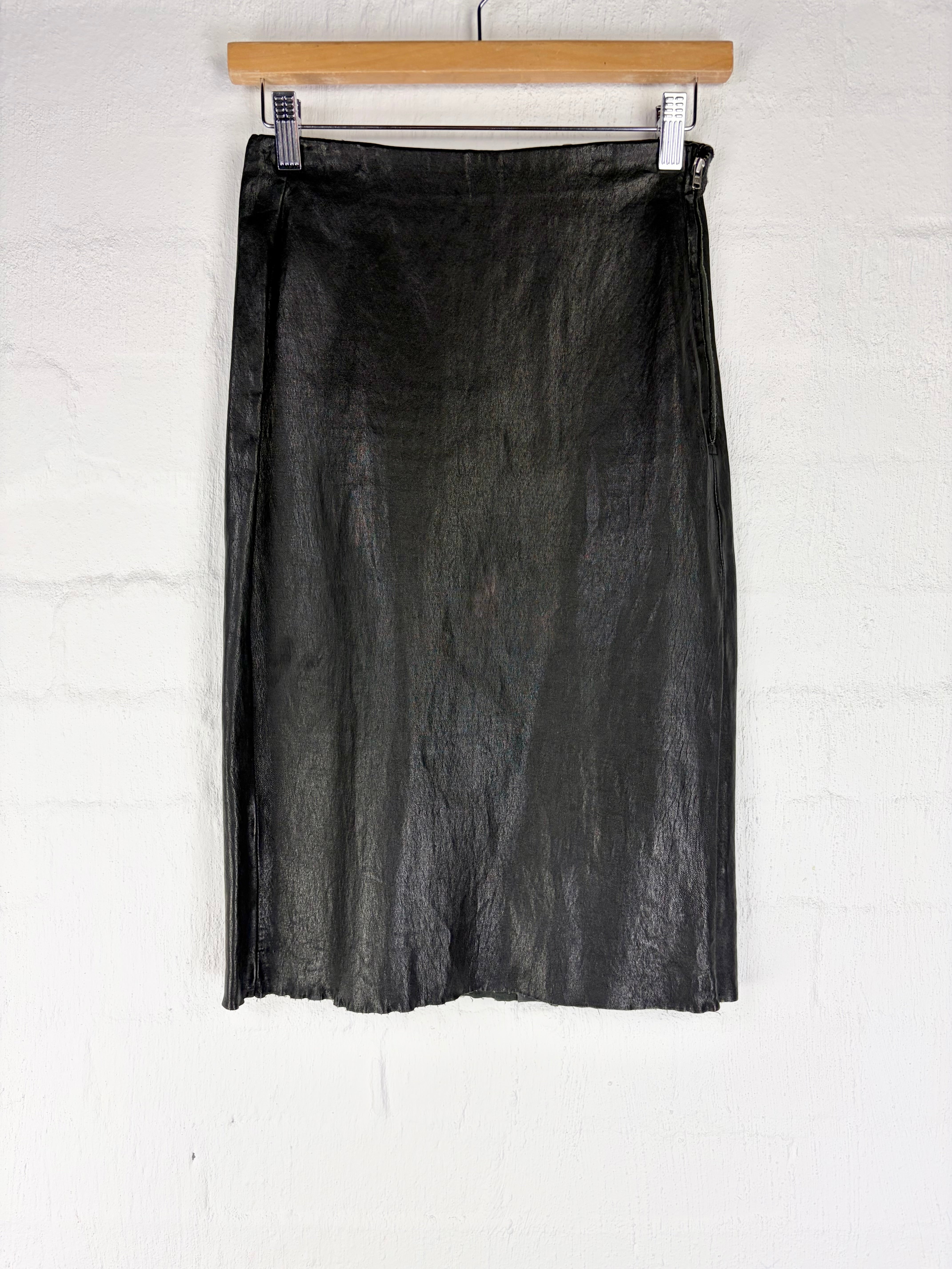 Scanlan Theodore Black Leather Pencil Skirt - AU10