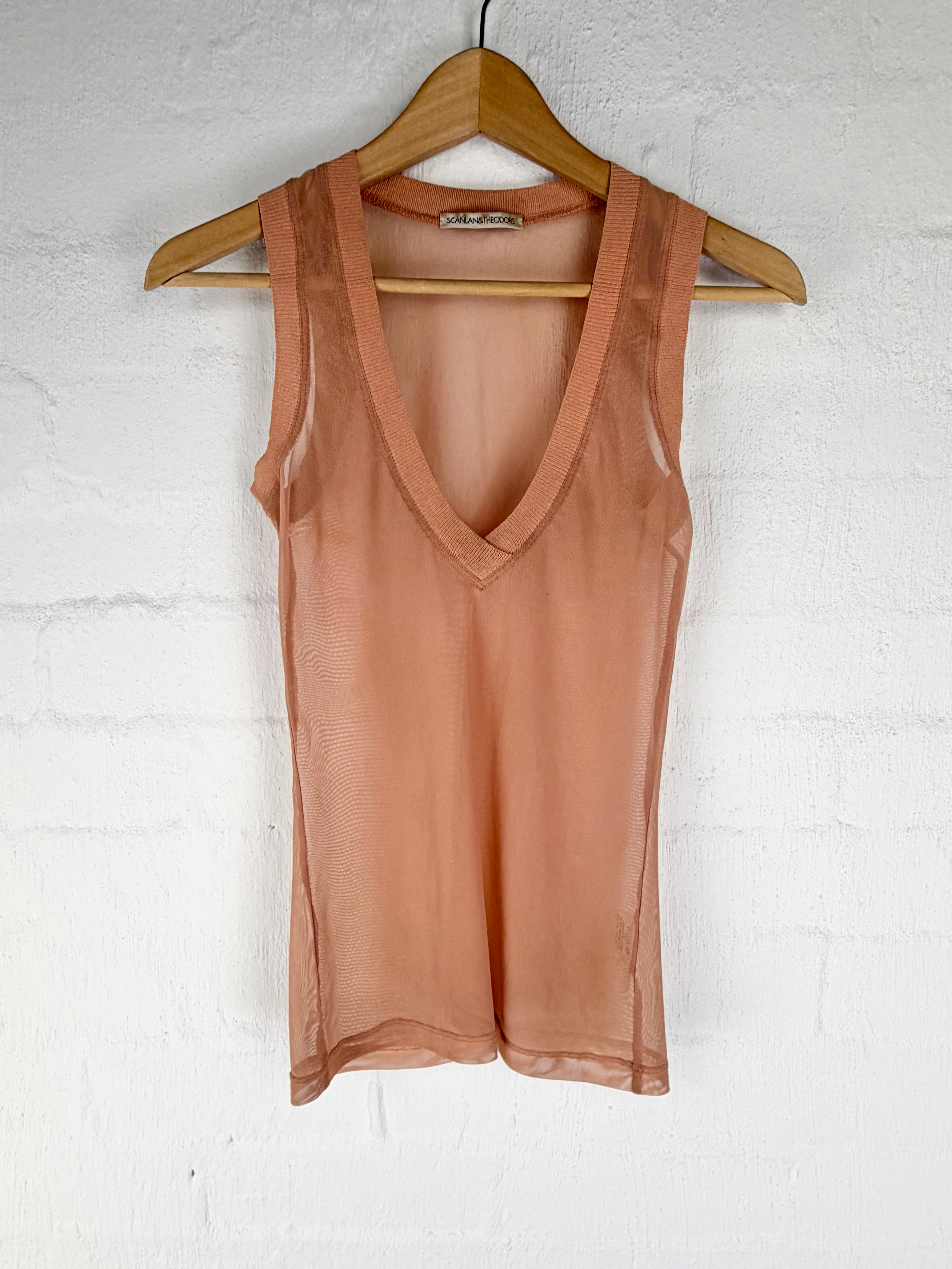 Scanlan Theodore Sheer Peach Sleeveless Top - AU10