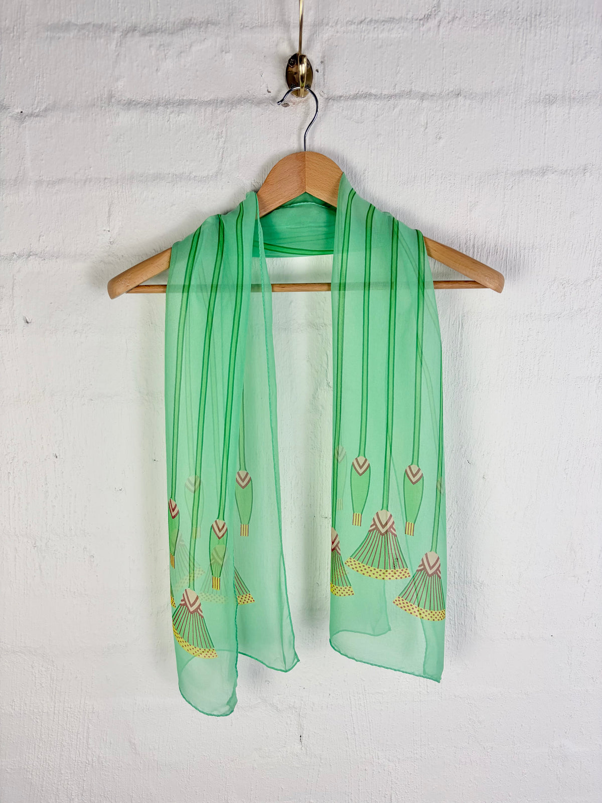 The British Museum Green Egyptian Lotus Flower Patterned Silk Scarf