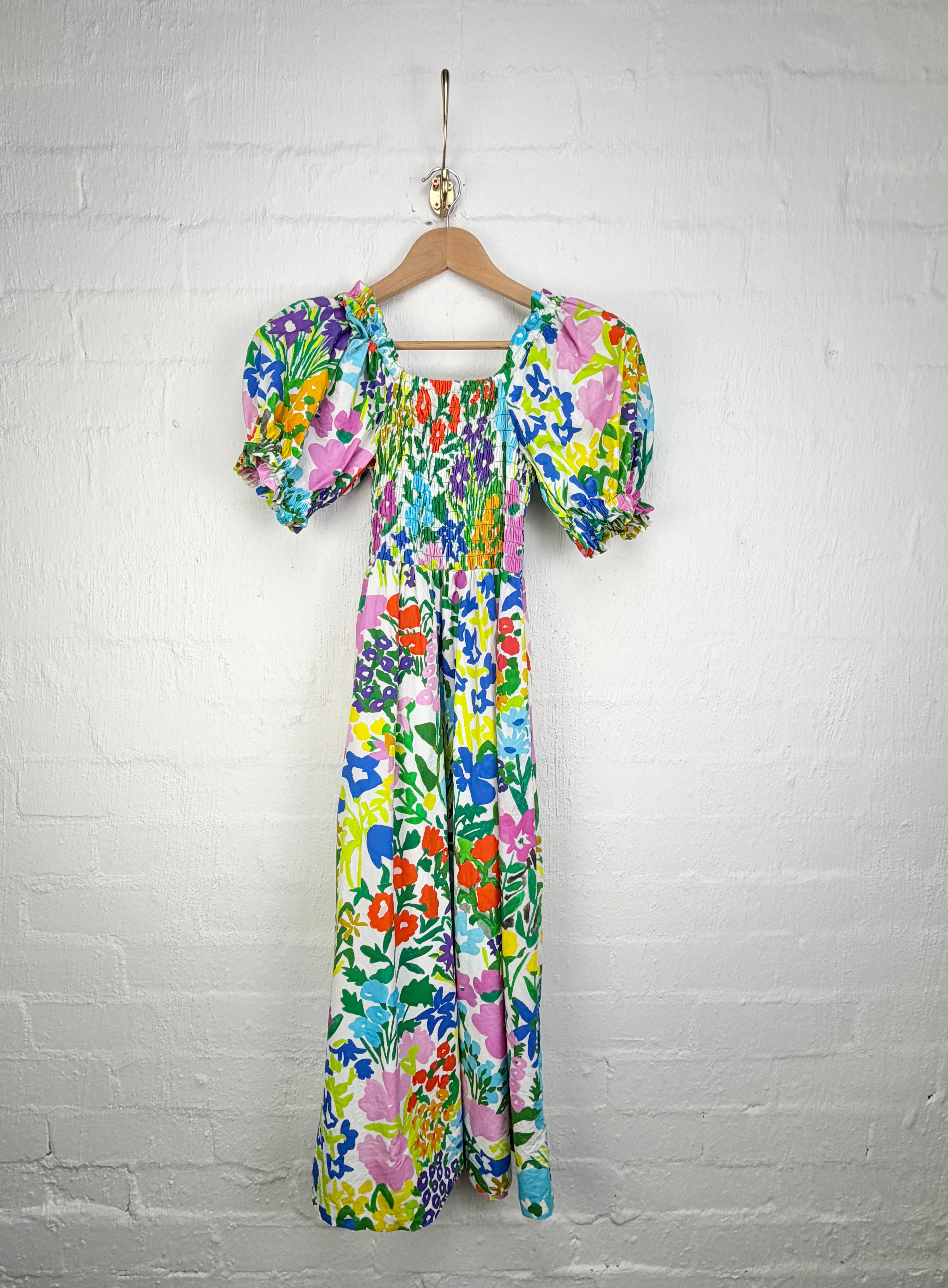 Variety House Floral Pattern Puff Sleeve Peasant Dress - AU8/10