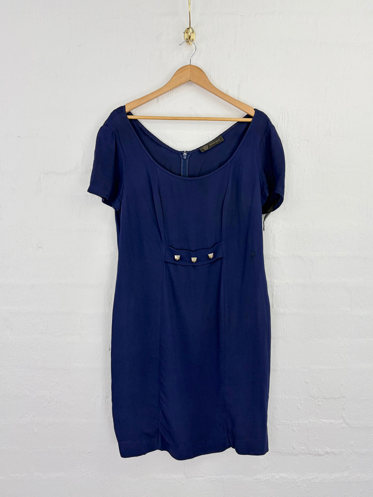 Versace Cobalt Blue Rockstud Embellished Sheath Dress - AU14/16