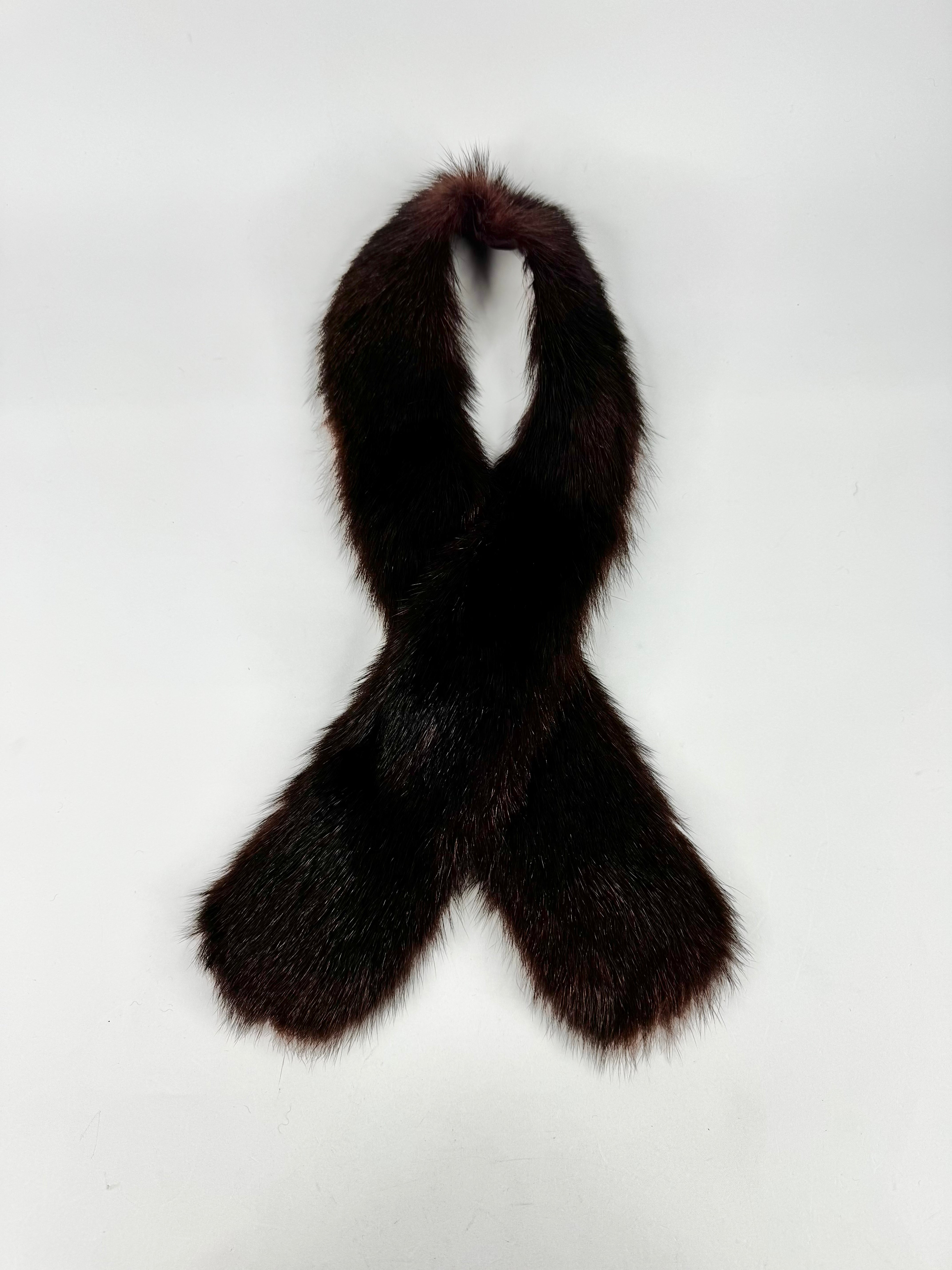 Brown fur scarf on a white background