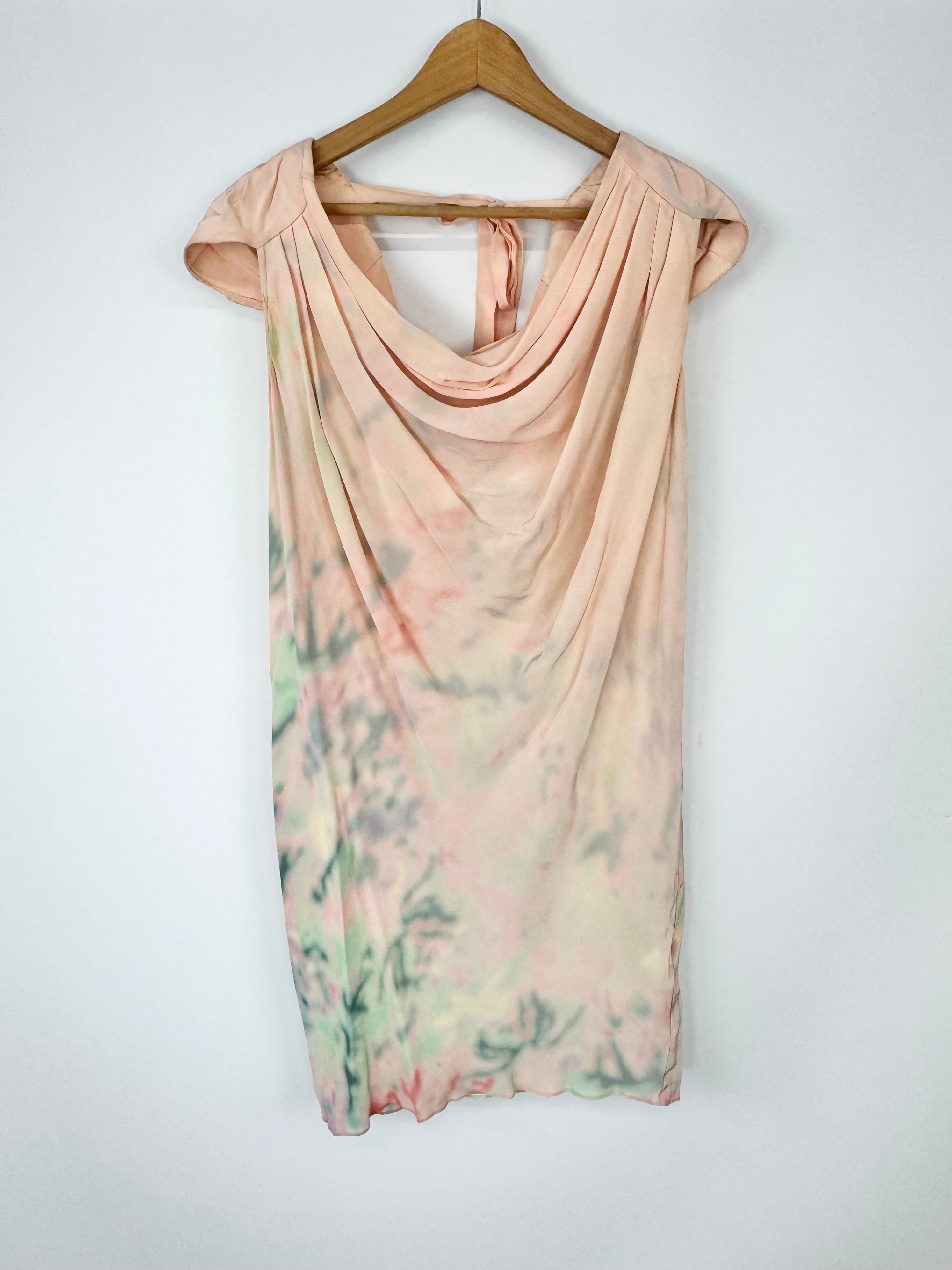 Zimmermann Pastel Peach Bias Cut Silk Cap Sleeve Dress - AU6/8