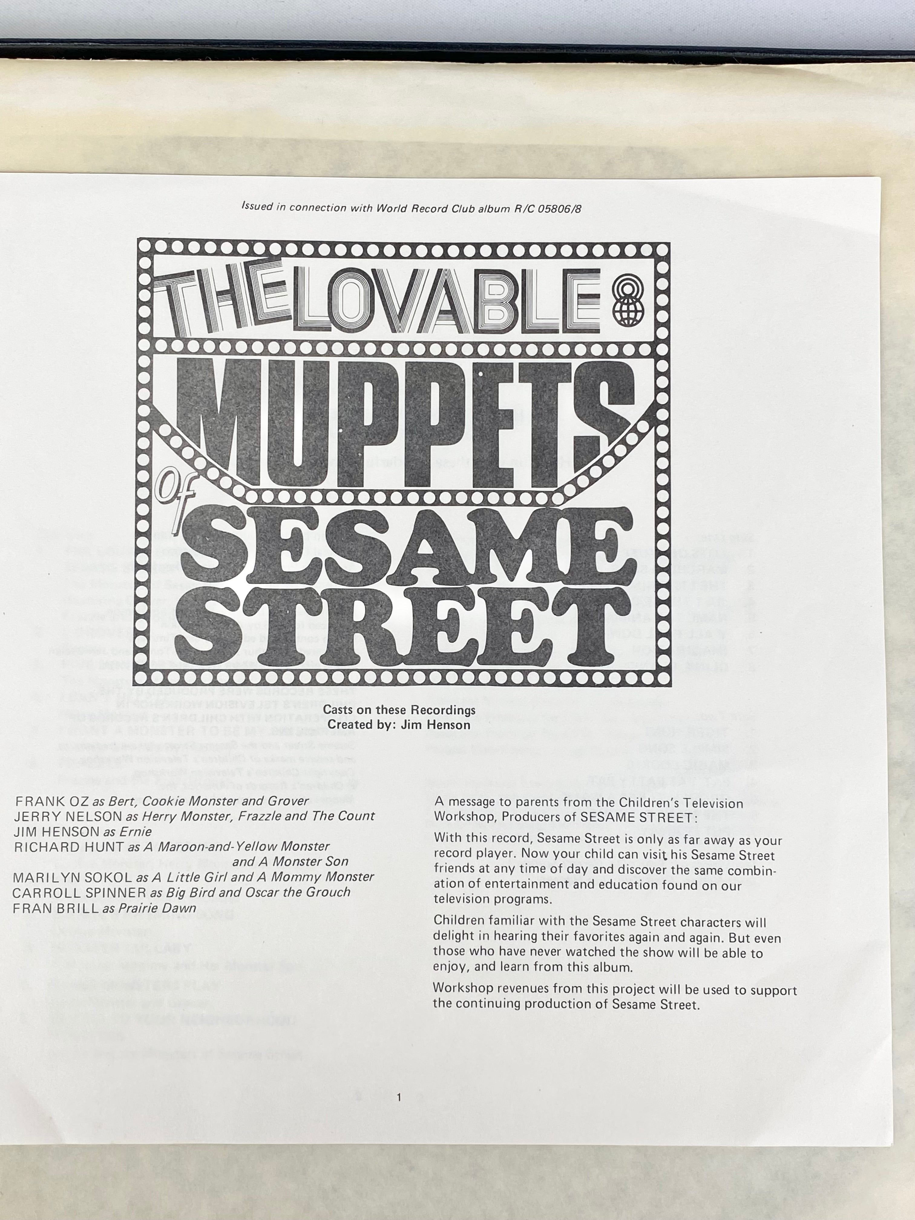 Vintage 80s The Lovable Muppets of Sesame Street Vinyl