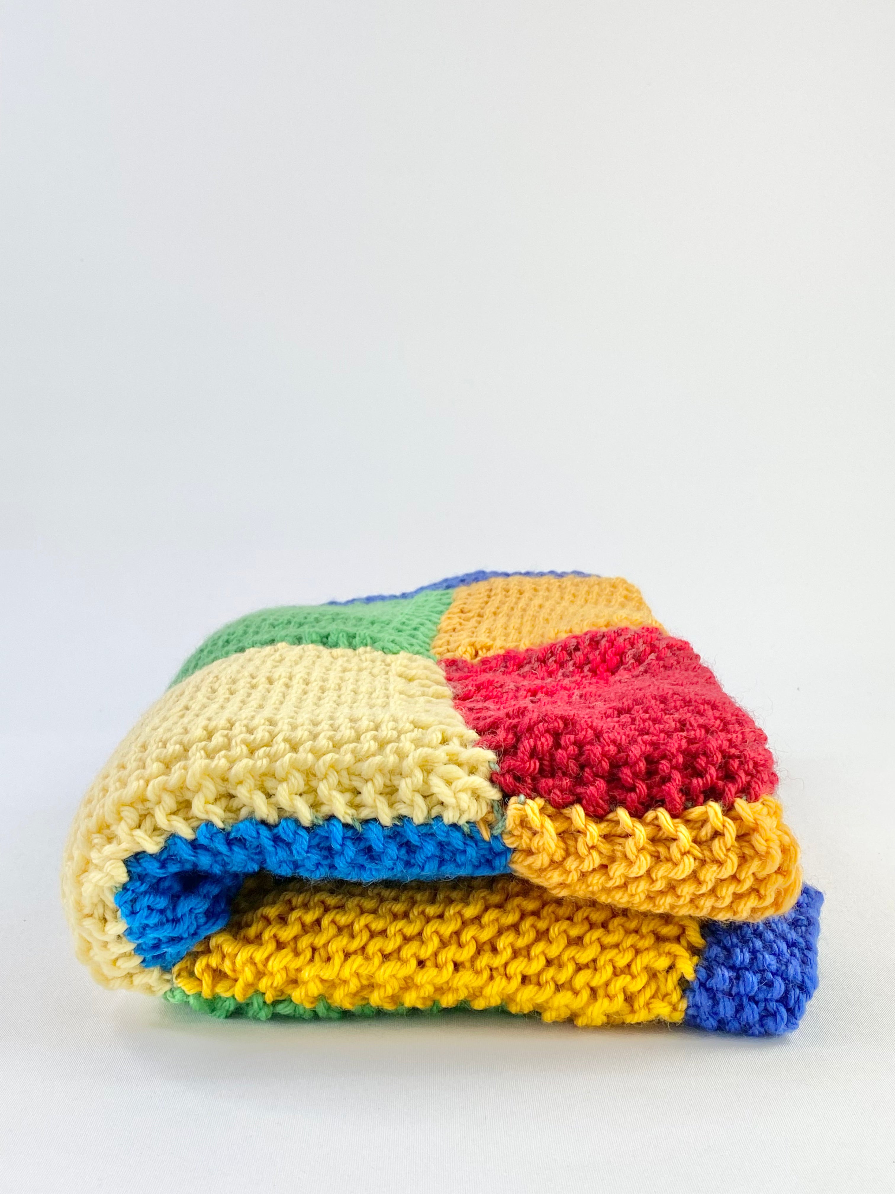 Handknitted Multicoloured Baby Blanket