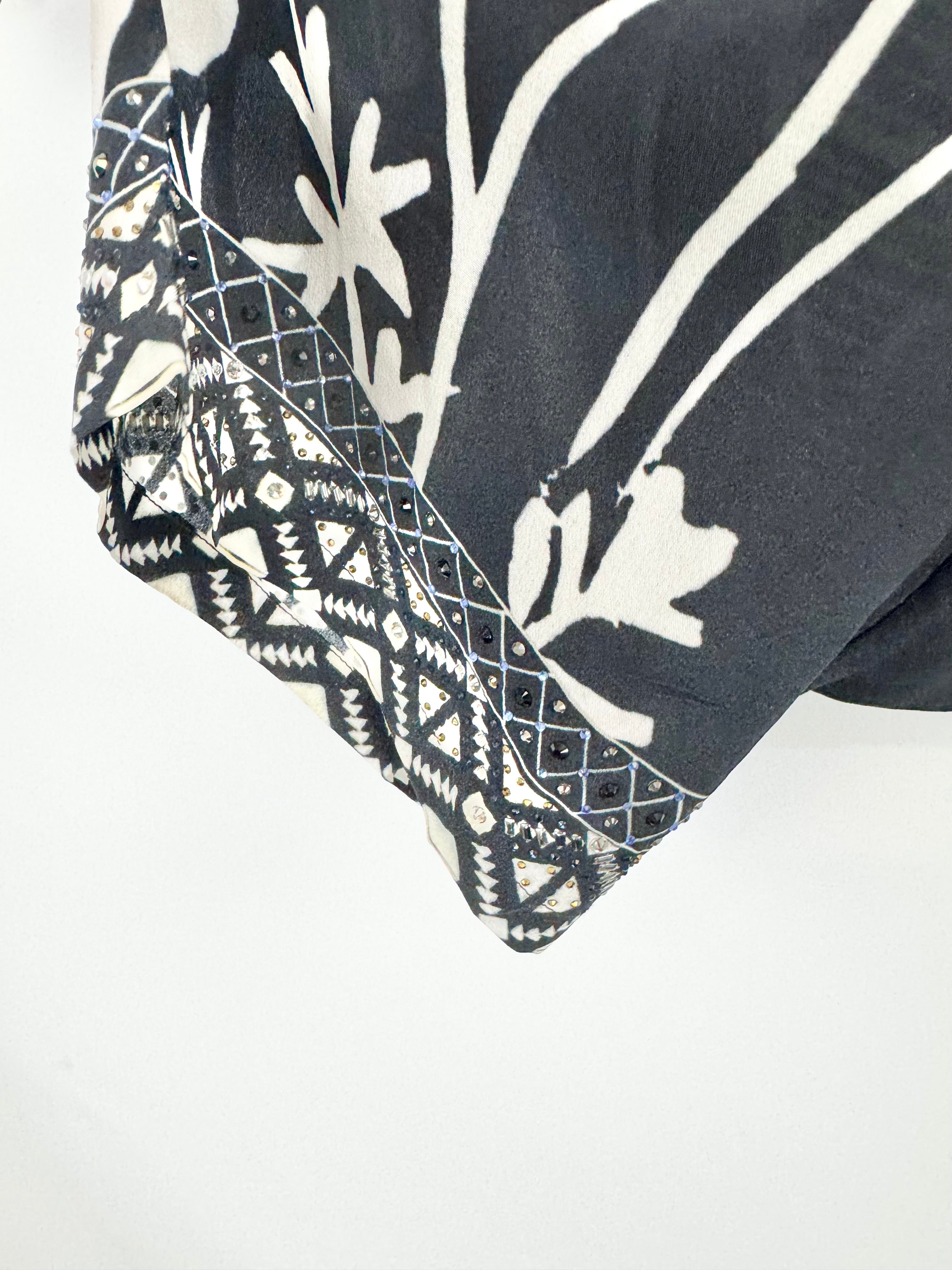 Camilla Black & White 'Botanical Bandits' Silk Harem Pants - AU8/10/12/14