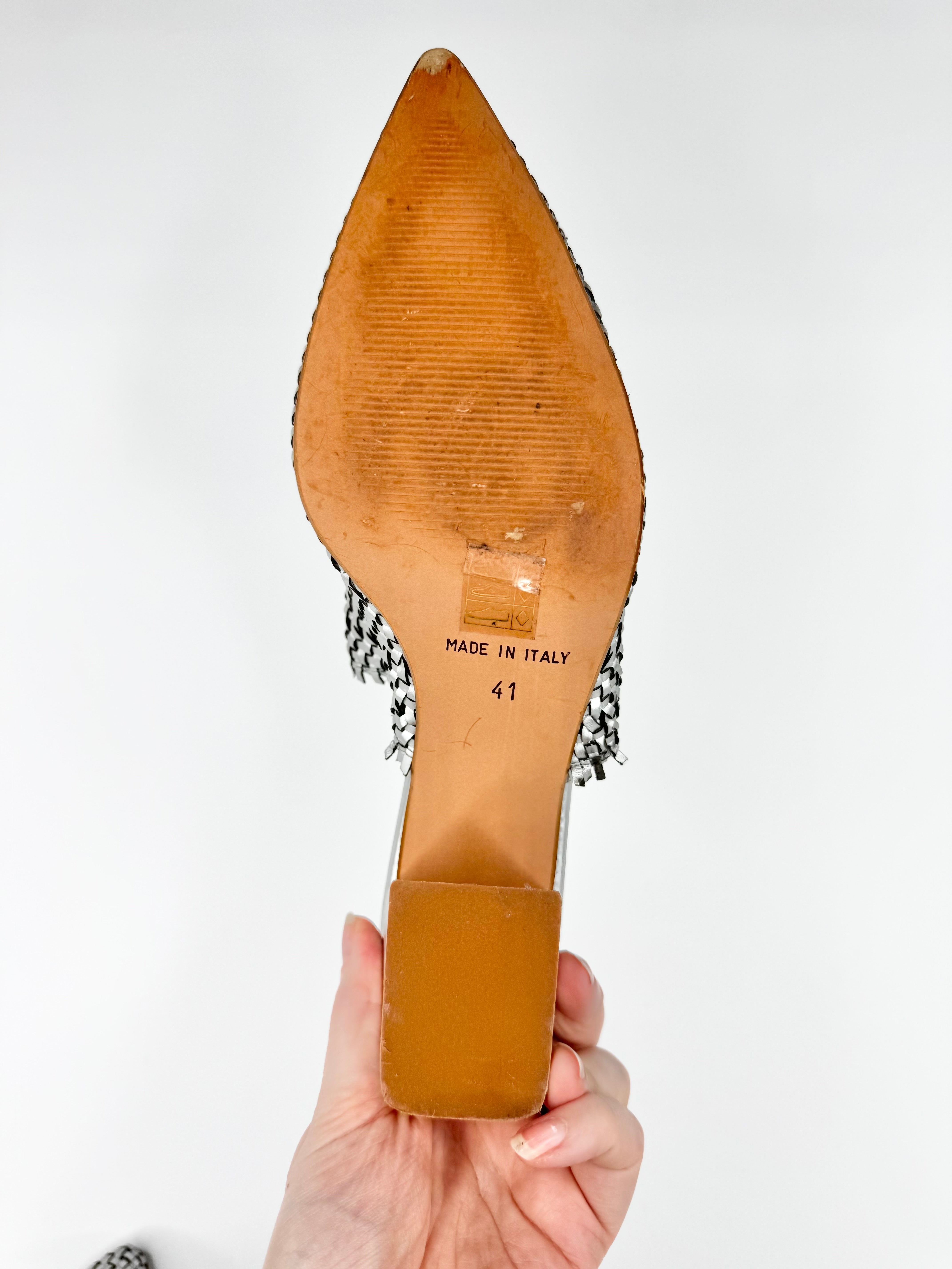 Christian di Riccio Silver Woven Mules - EU41