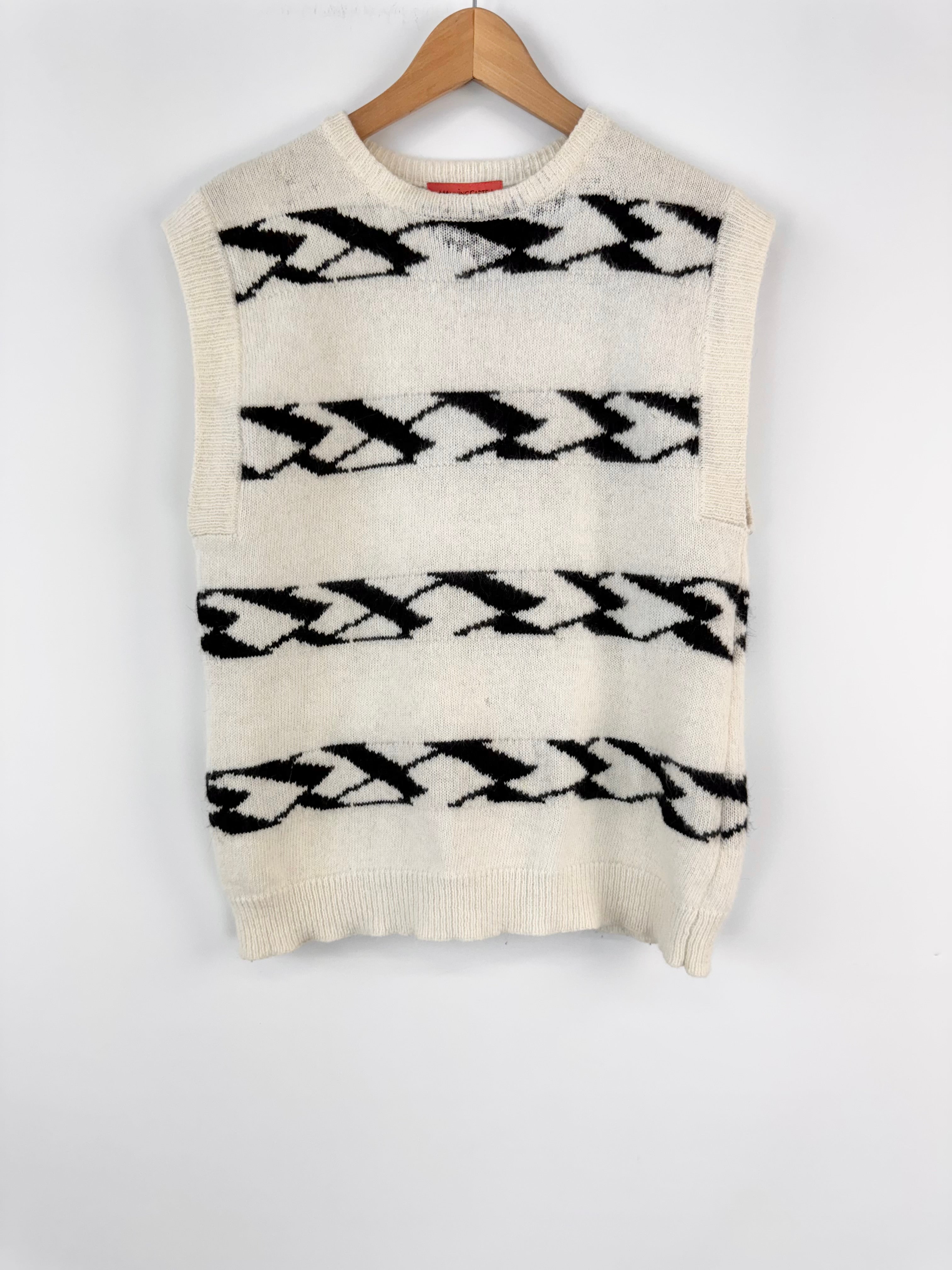 Manning Cartel White & Black Pattern Angora Blend Vest - AU8/10