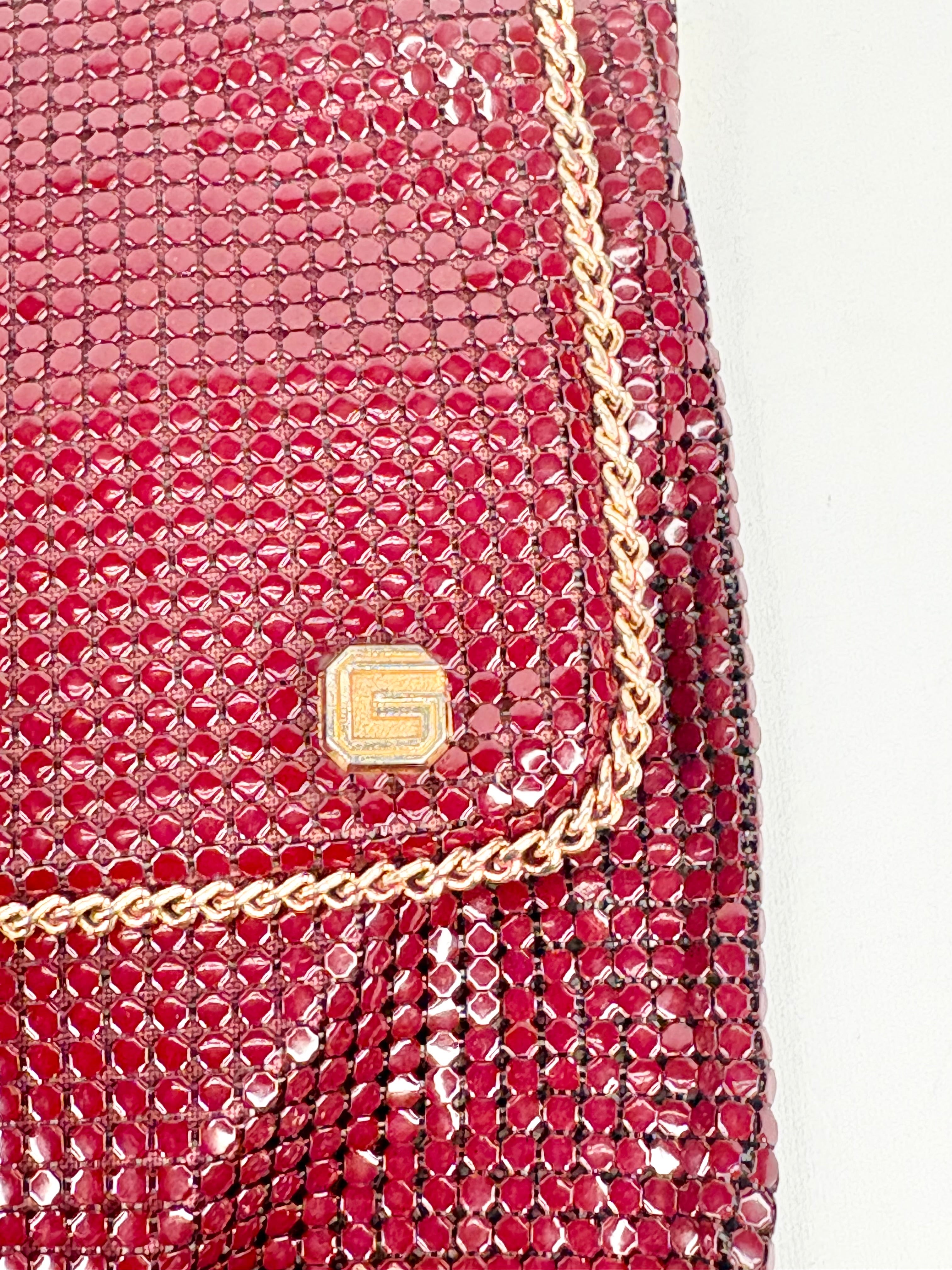 Vintage Glomesh Burgundy Envelope Shoulder Bag