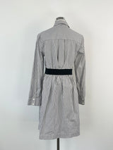 Maison Kitsune Grey & White Striped Shirt Dress - AU8