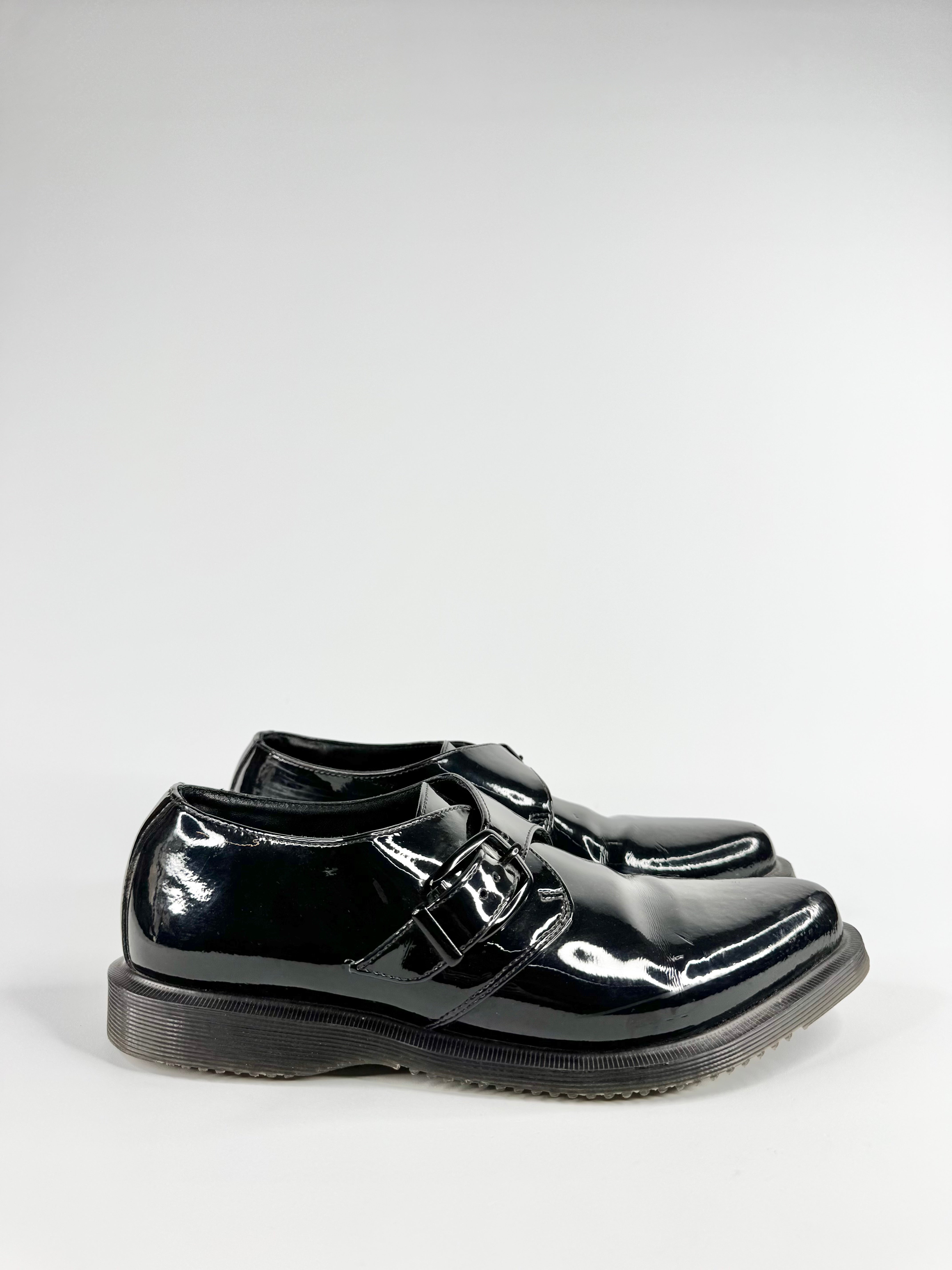 Dr. Martens Black Patent Leather 'Miller' Monk Strap Shoes - EU42