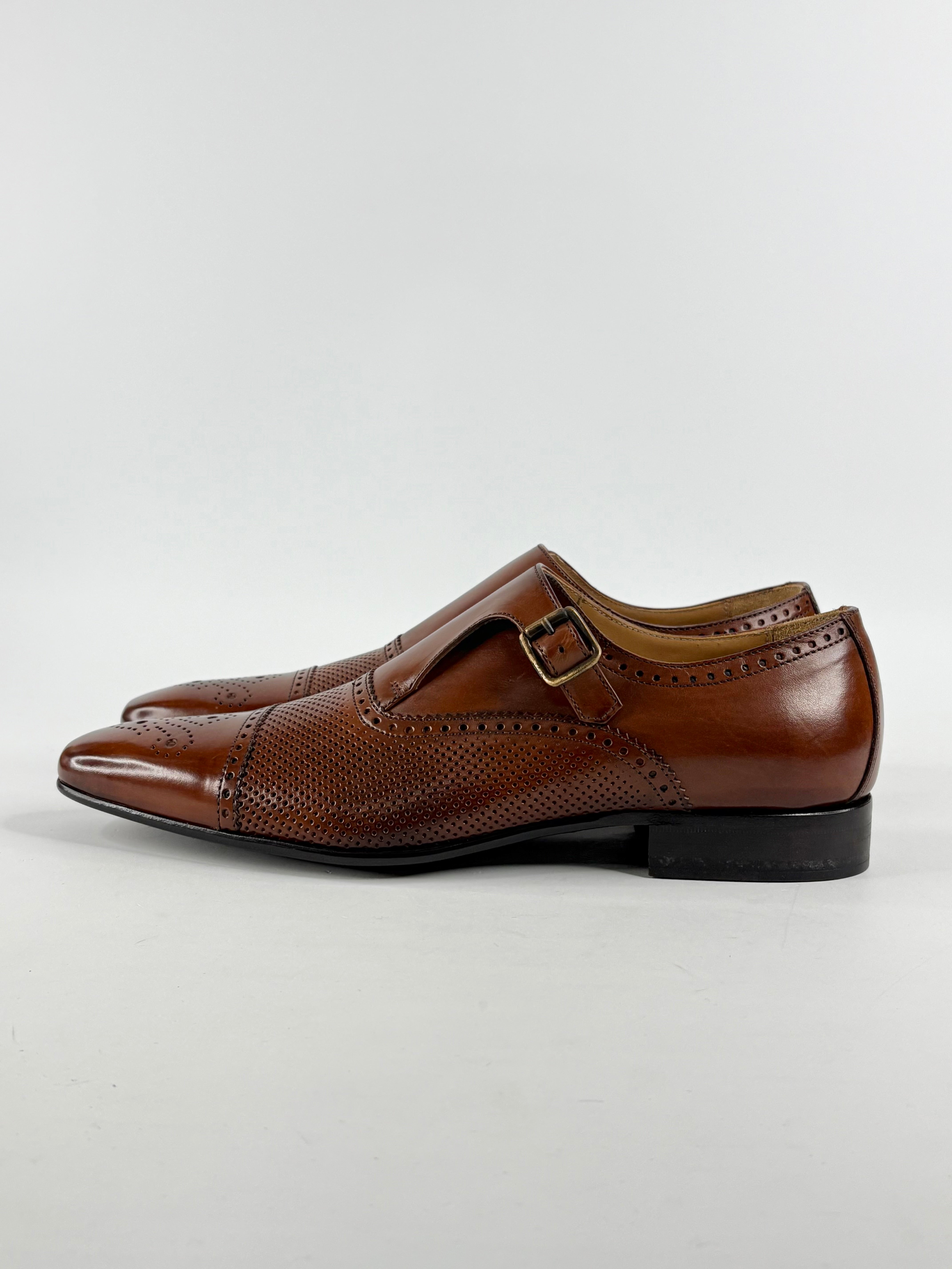 Calibre Mahogany Leather 'Brando' Monk Strap Loafers - EU40