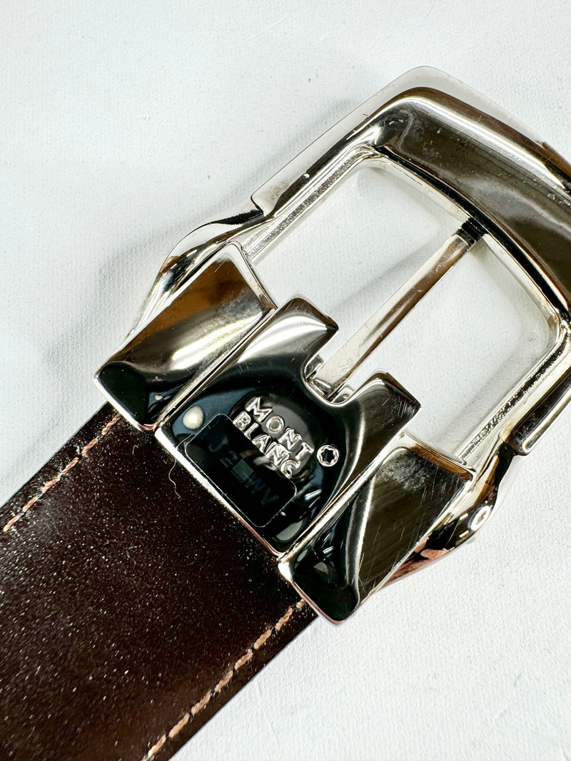 Monte Blanc Sleek Black Leather Belt