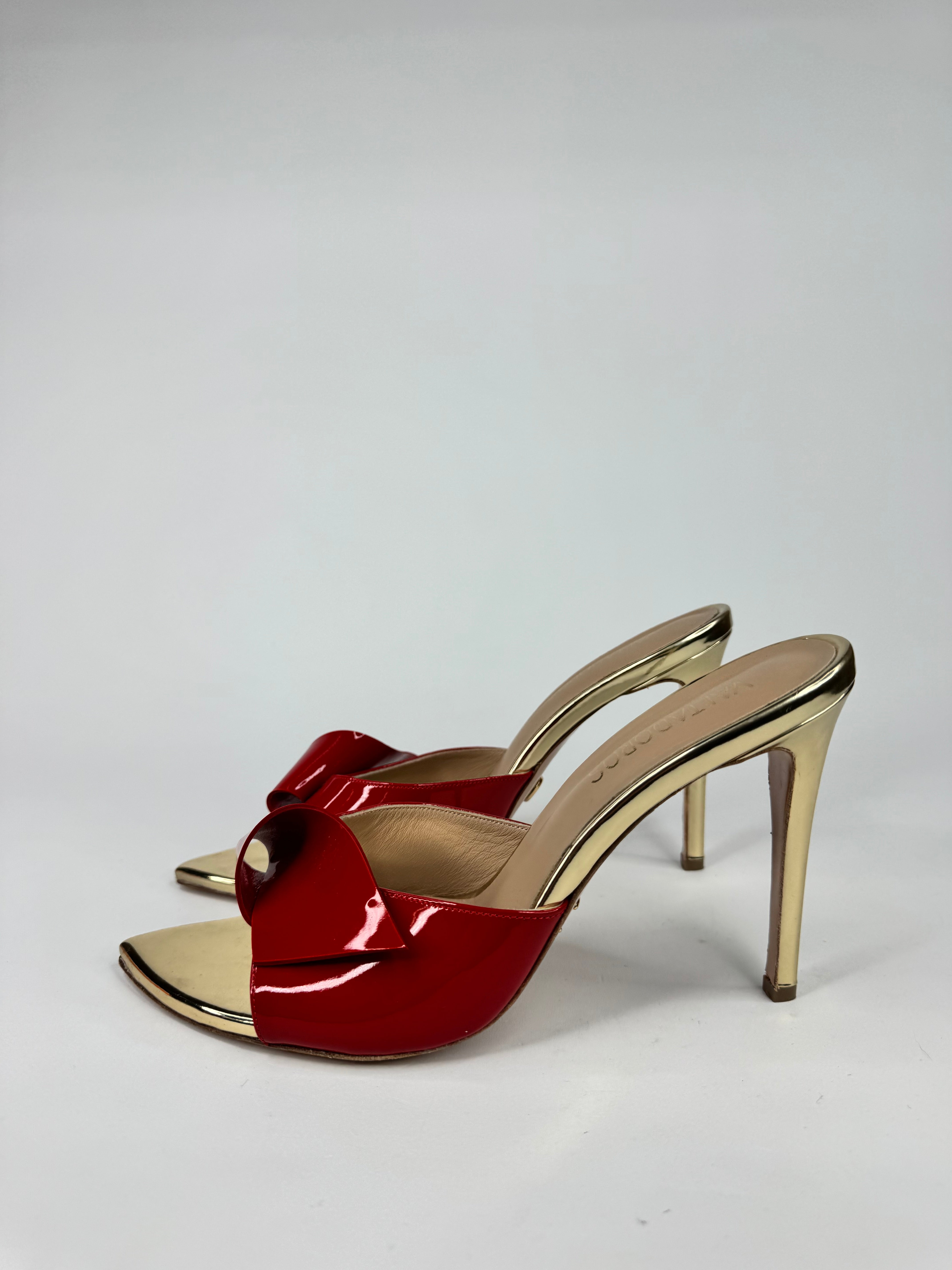 Valtadoros Crimson & Gold Slip-On Mules - EU41