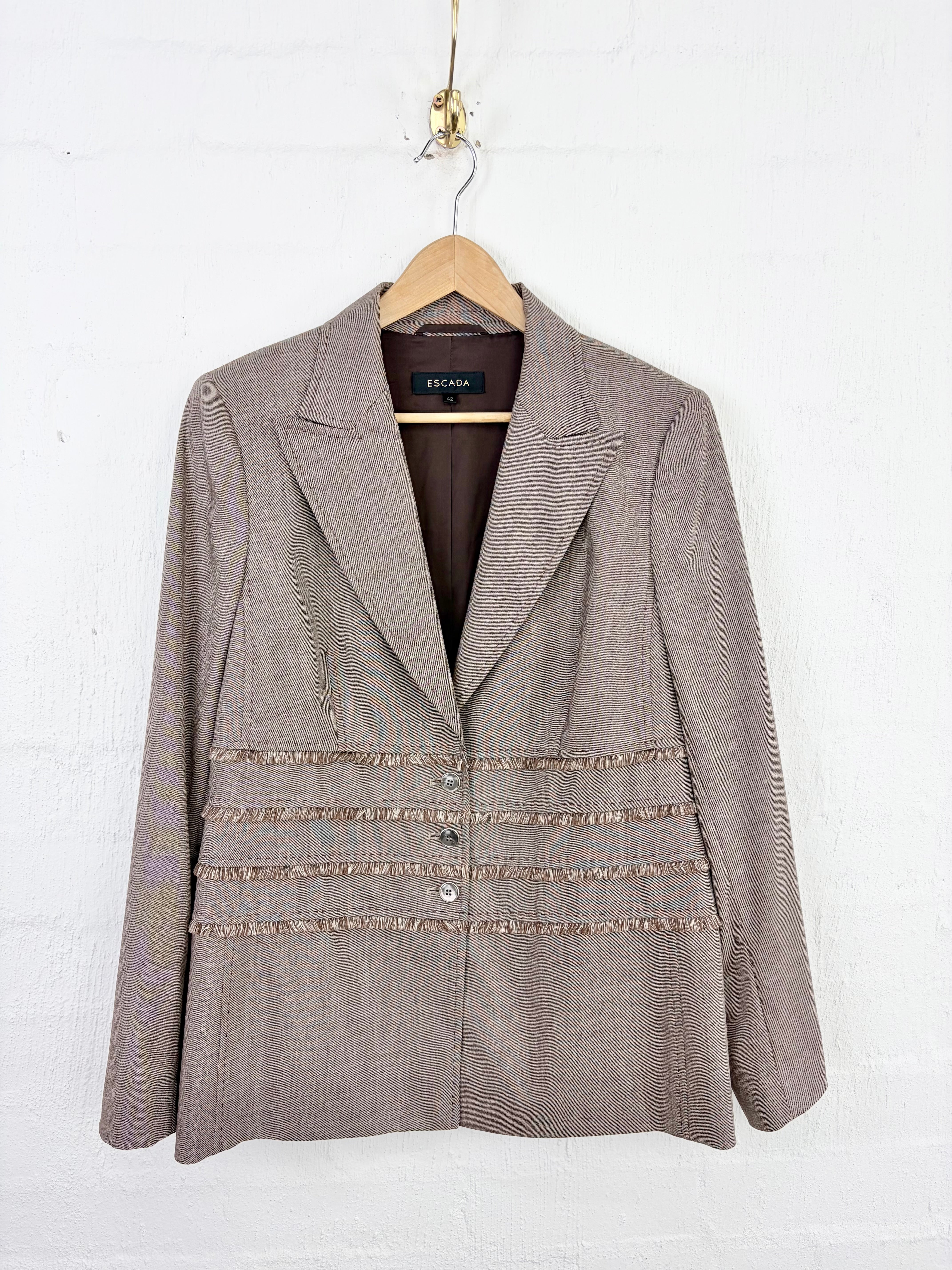 Escada Fringed Tailored Wool & Silk Two-Piece Suit - AU12/14