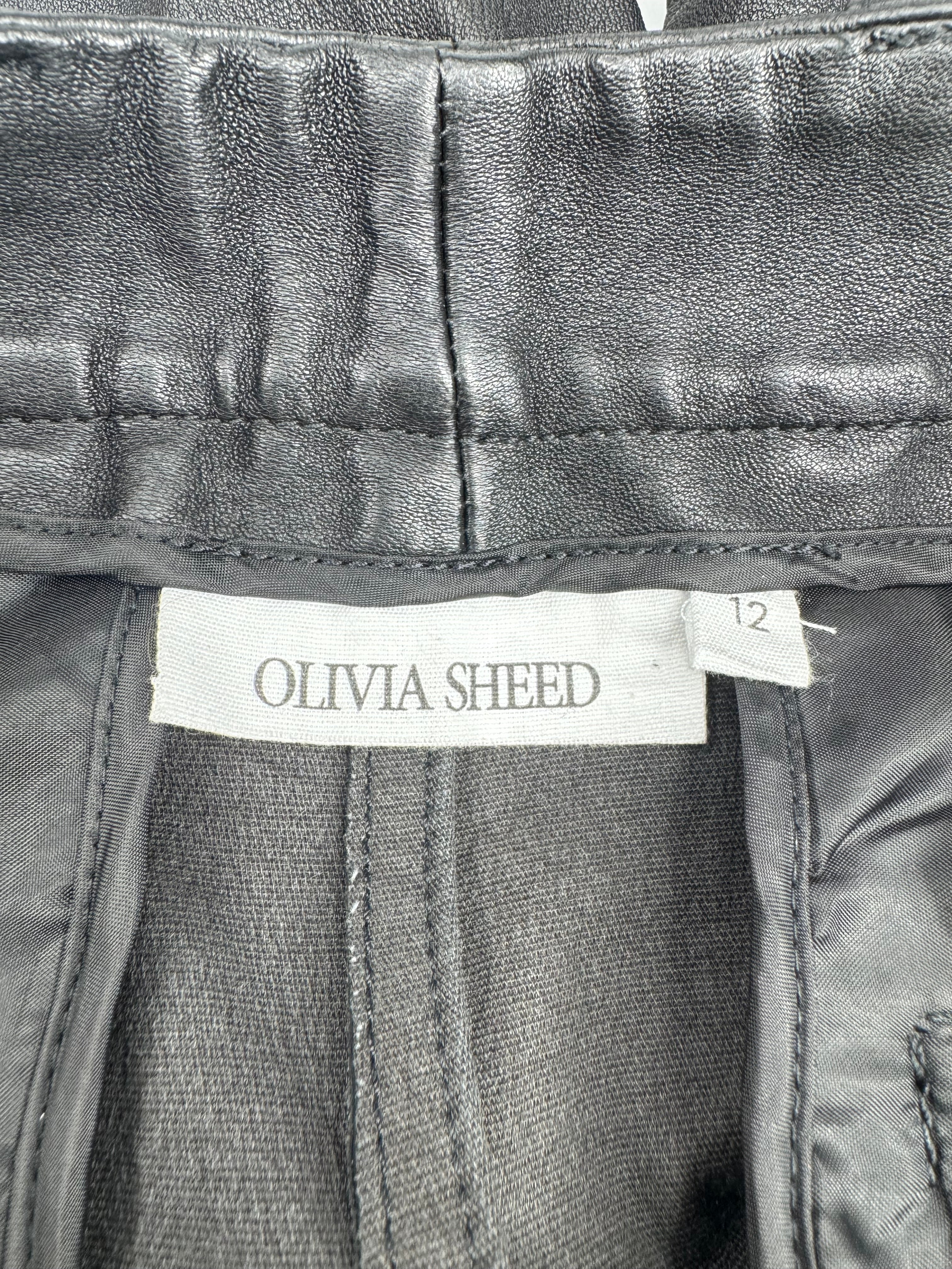 Olivia Sheed Black Stretch Leather 'Boyfriend' Pants - AU12