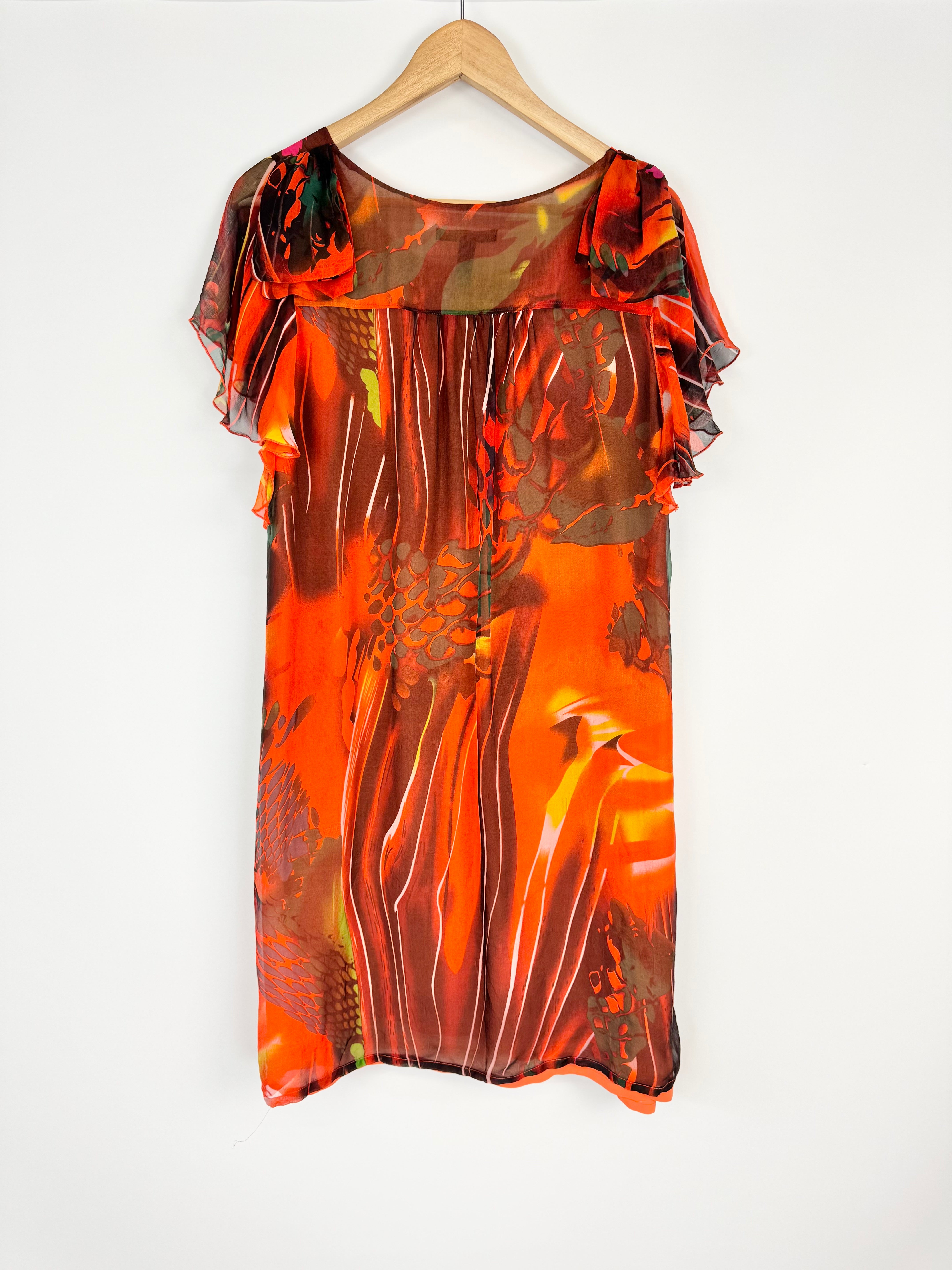 Yenmeinar Orange Tiered Detail Dress - AU12