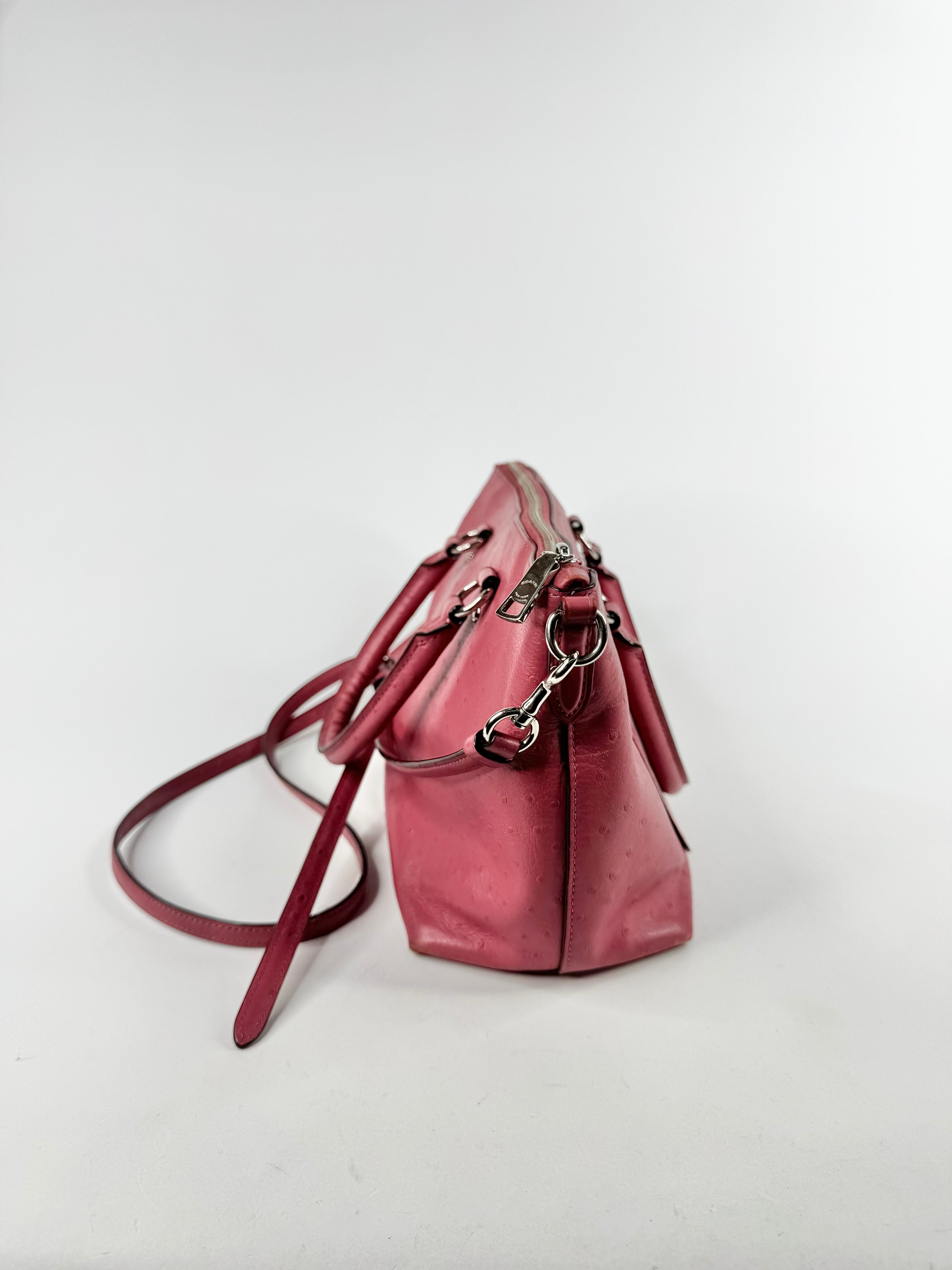 Coach 'Emma' Thulian Pink Faux Ostrich Satchel Bag