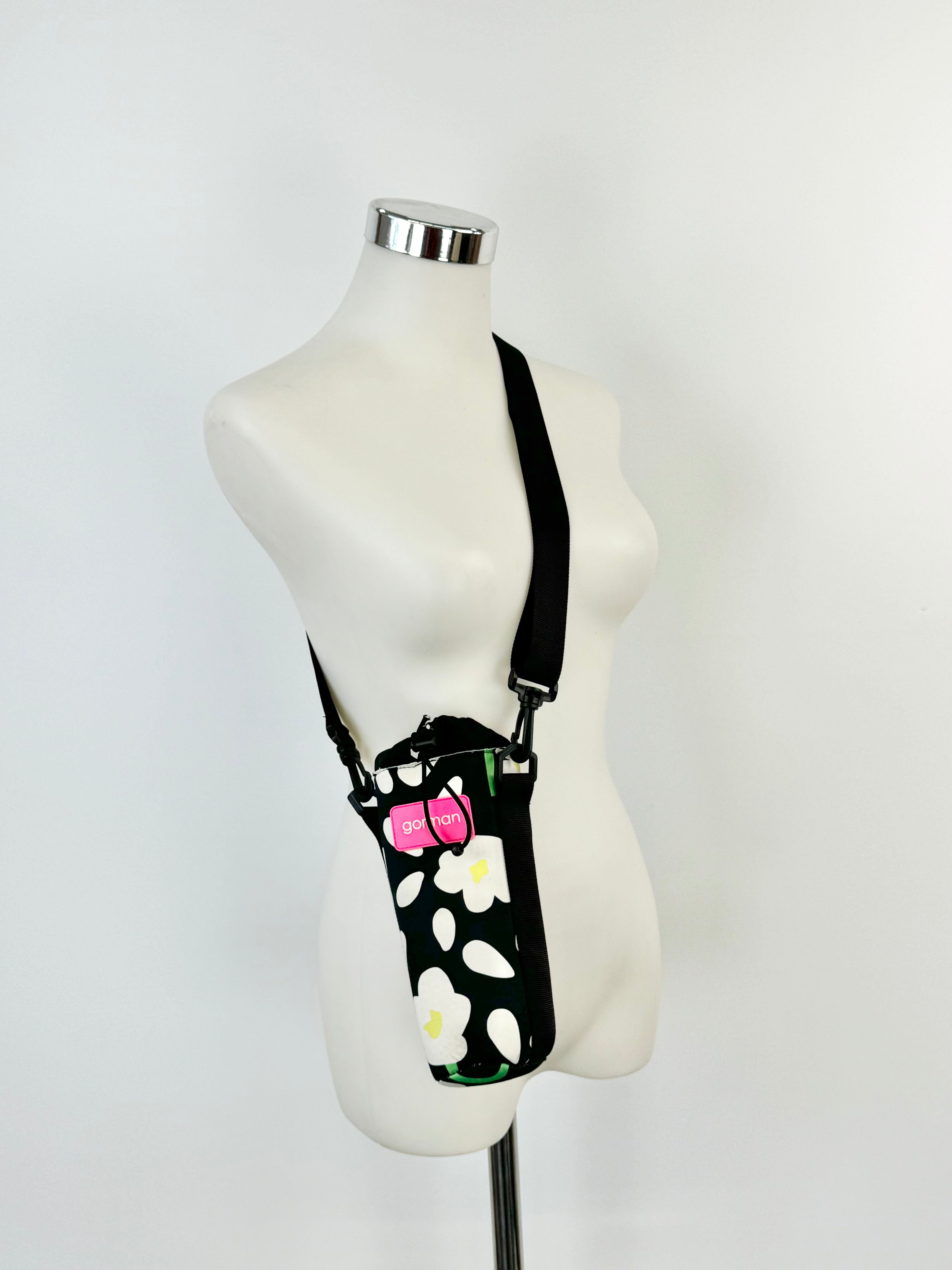 Gorman Black Flower Pattern Neoprene Drink Bottle Holder