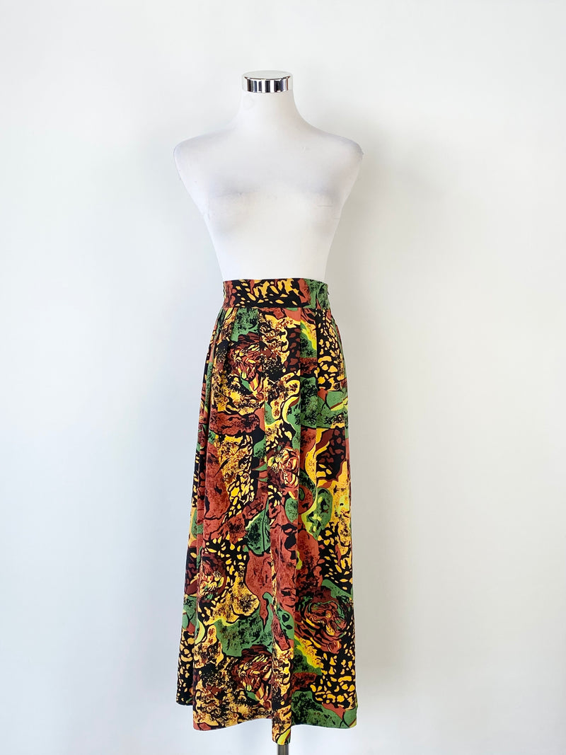 Vintage 80s Leesa Fashions Cheetah Pattern Midi Skirt - AU10