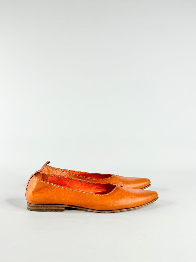 Henry Curl for Barneys New York Tangerine Pointed Toe Ballet Flats - EU37.5