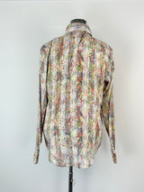 Monza Italy Sheer Floral Print Shirt - L
