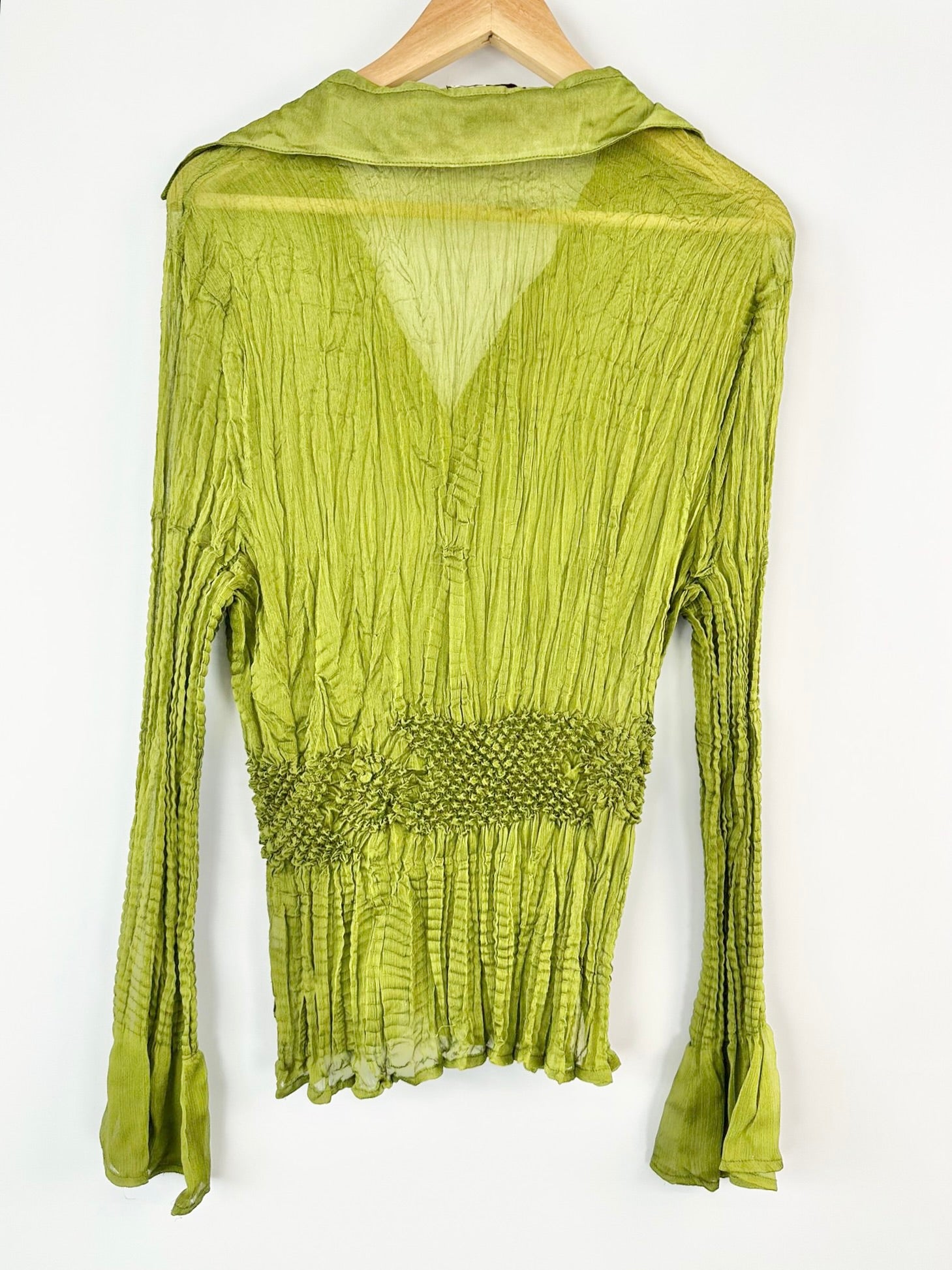 MFW Fanny Lam Olive Green Button Up Blouse - AU10/12