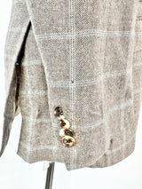 Etro Milano Grey & Blue Plaid Blue Cashmere Blazer - 50