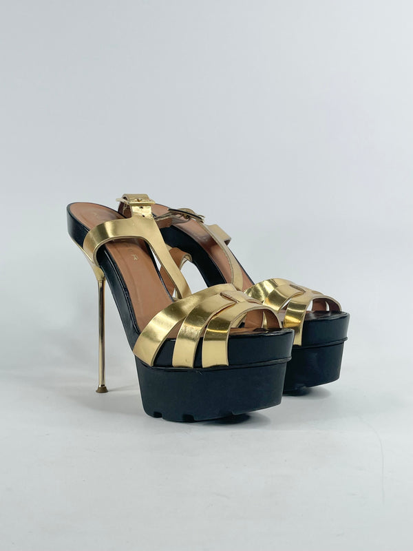 Kurt Geiger London Gold Leather Stilettos - EU37