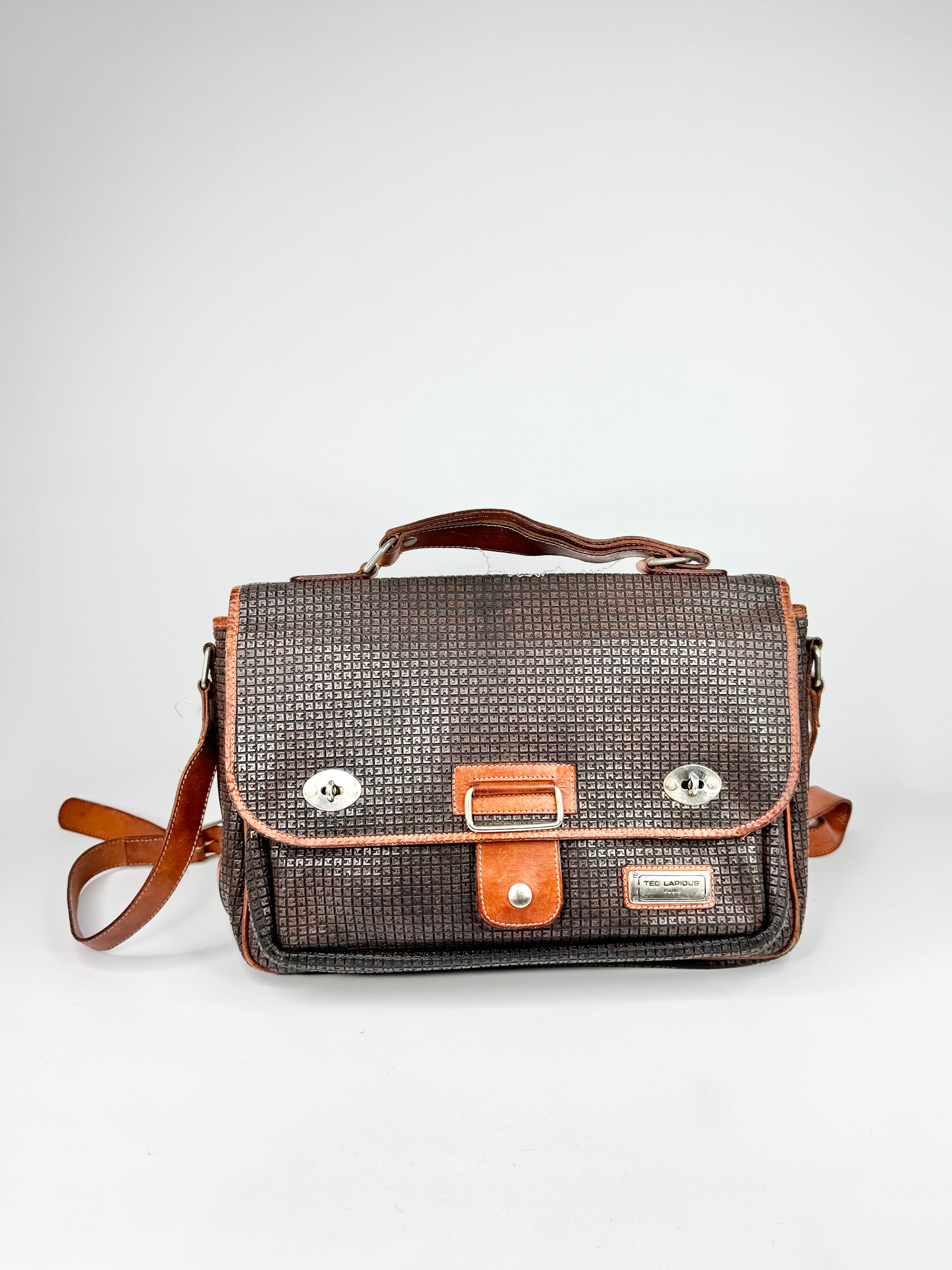 Ted Lapidus Brown Embossed Briefcase