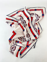 Bally White, Blue & Red Square Silk Scarf