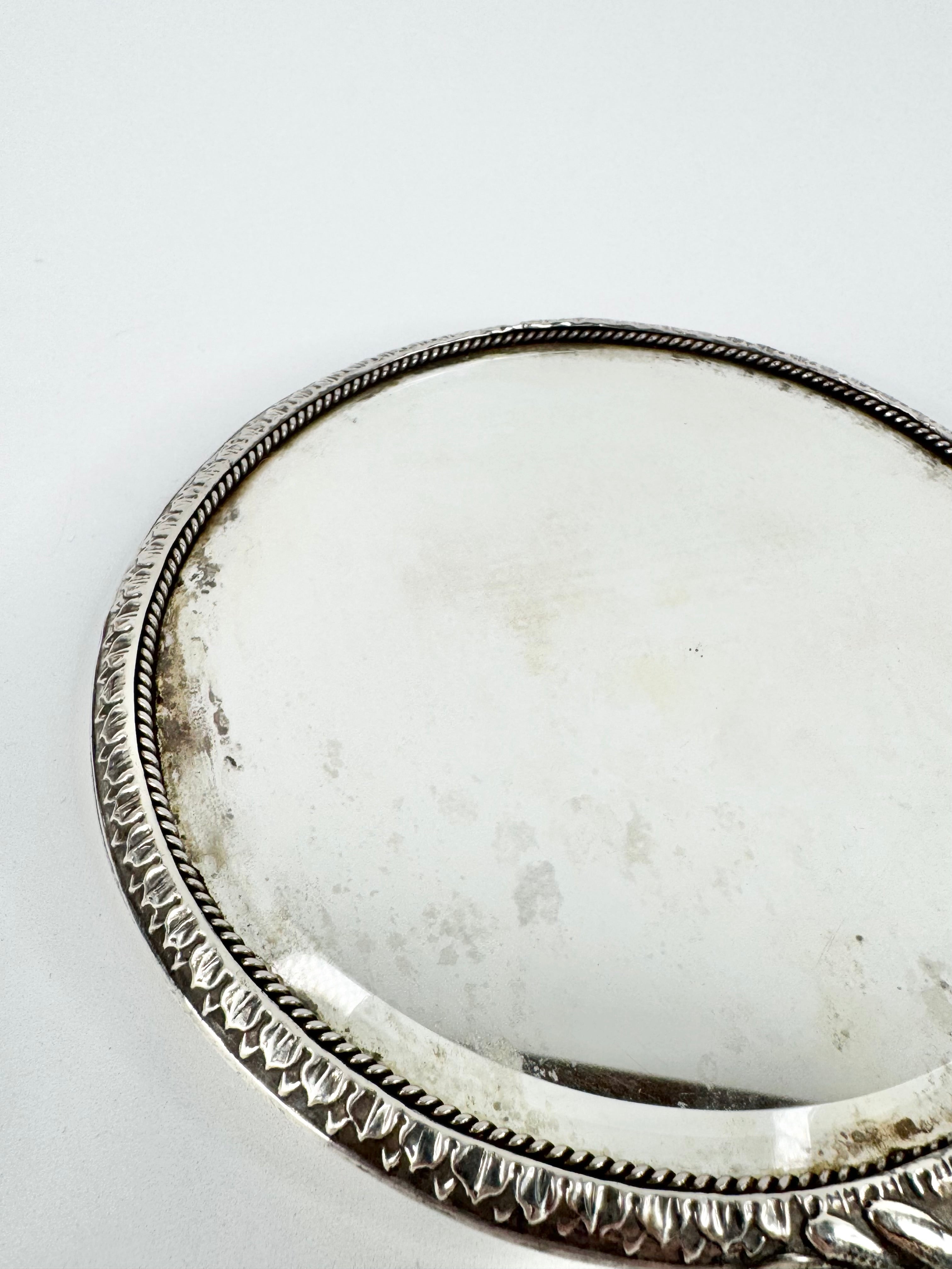 Antique 1900s Henry Mathews Handheld Silver Mirror