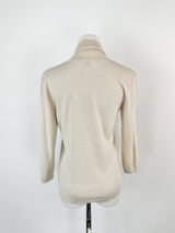 Max Mara Cotton Blend Silk Embellished Top - AU10