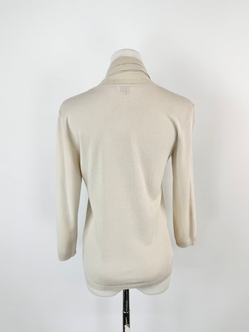 Max Mara Cotton Blend Silk Embellished Top - AU10