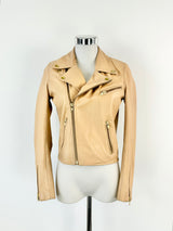 Maje Buttery Soft Eggshell Biker Leather Jacket - AU8