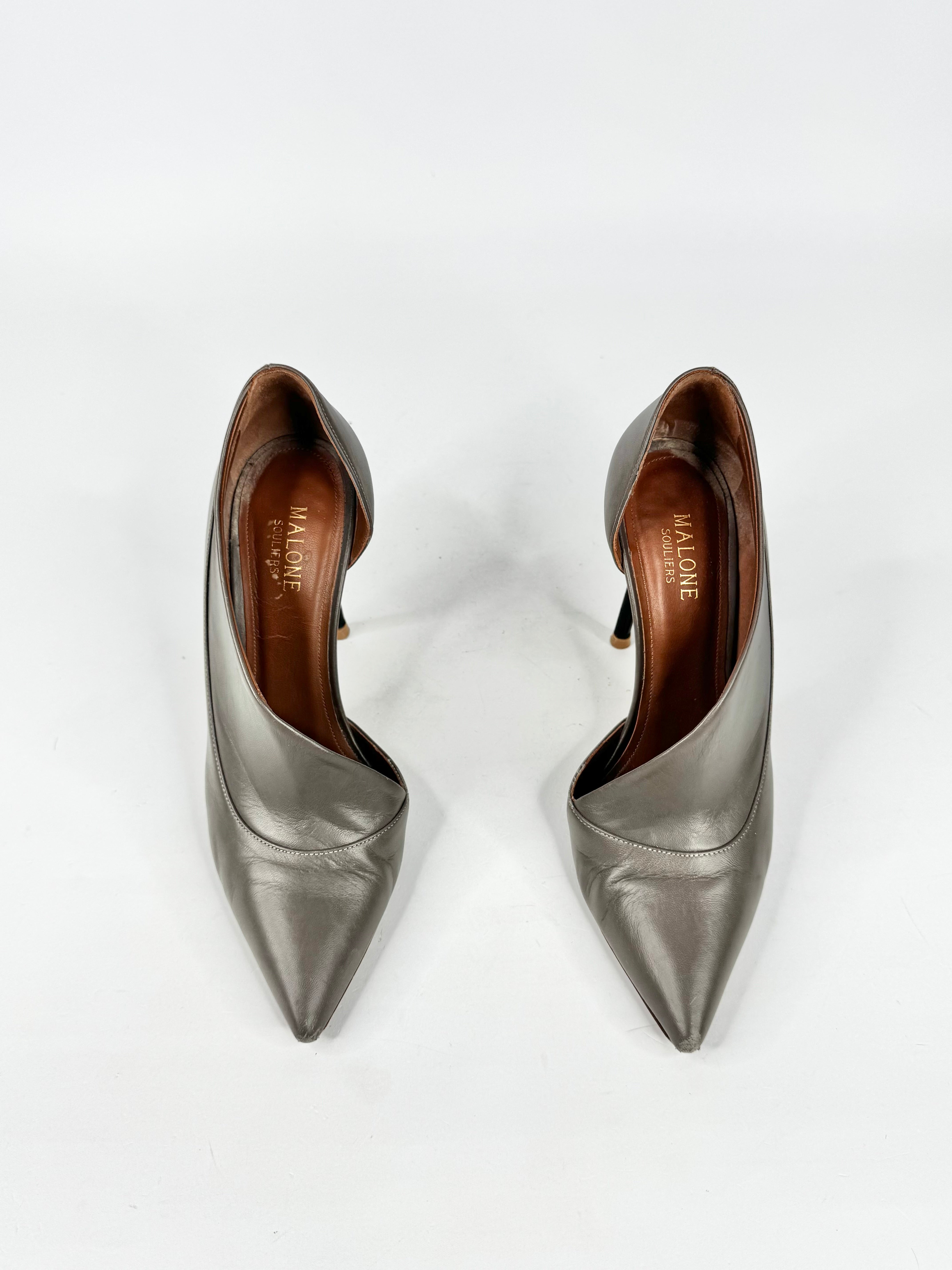 Malone Souliers Ash Grey Twist Stilettos - EU37.5