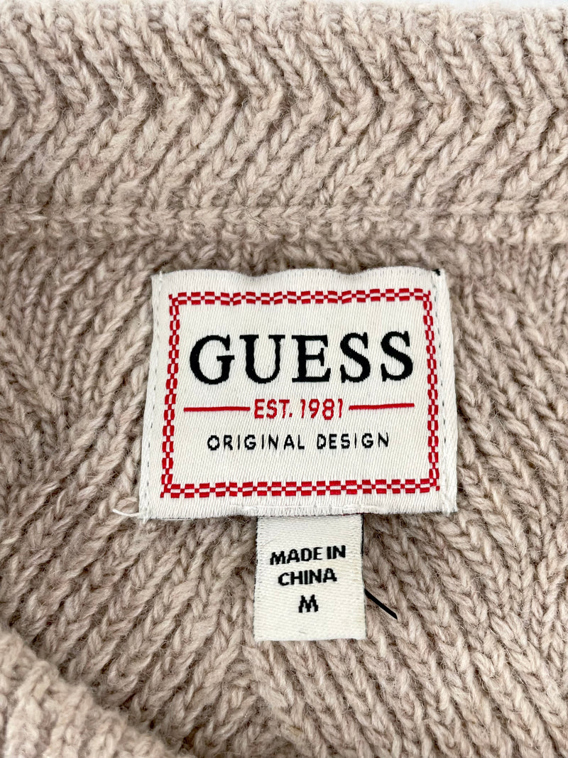 Guess Beige Knitted Wool-Blend Sweater - AU14/16