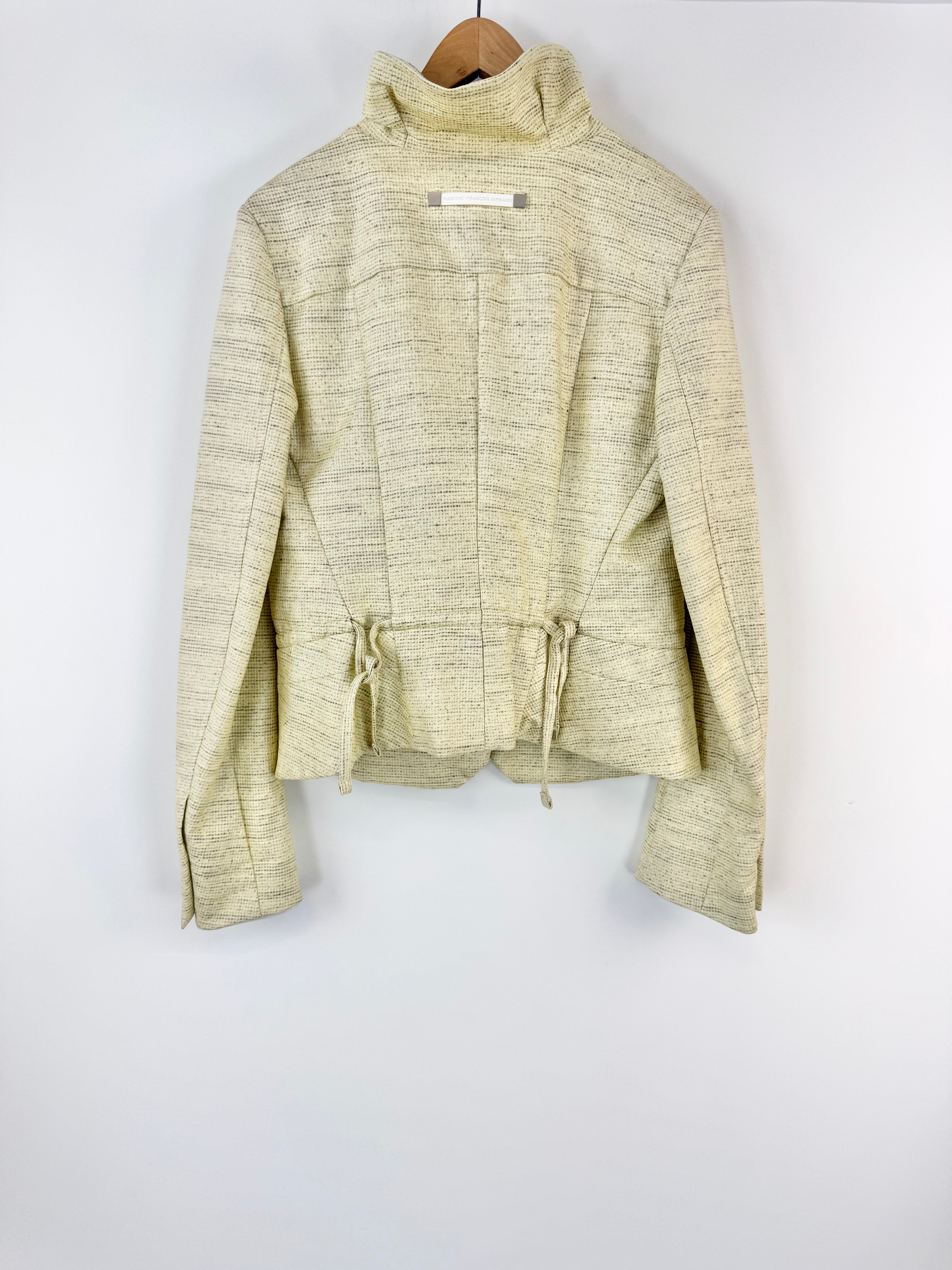 Active by Marithé + François Girbaud Cream Grid Pattern Biker Style Jacket - AU12