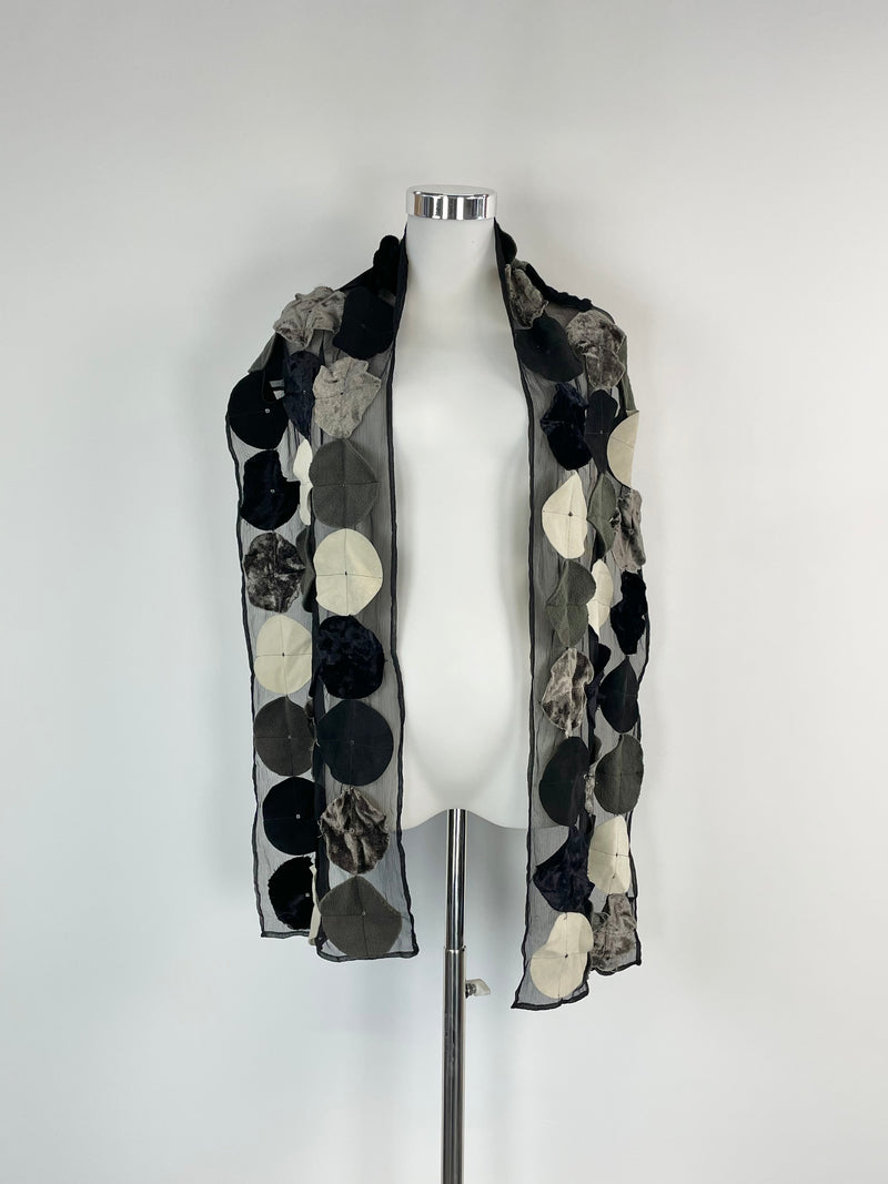 Coussinet Black with Suede & Velvet Contrast Silk Scarf