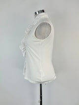 Anne Fontaine White Ruffled-Front Sleeveless Top - AU16
