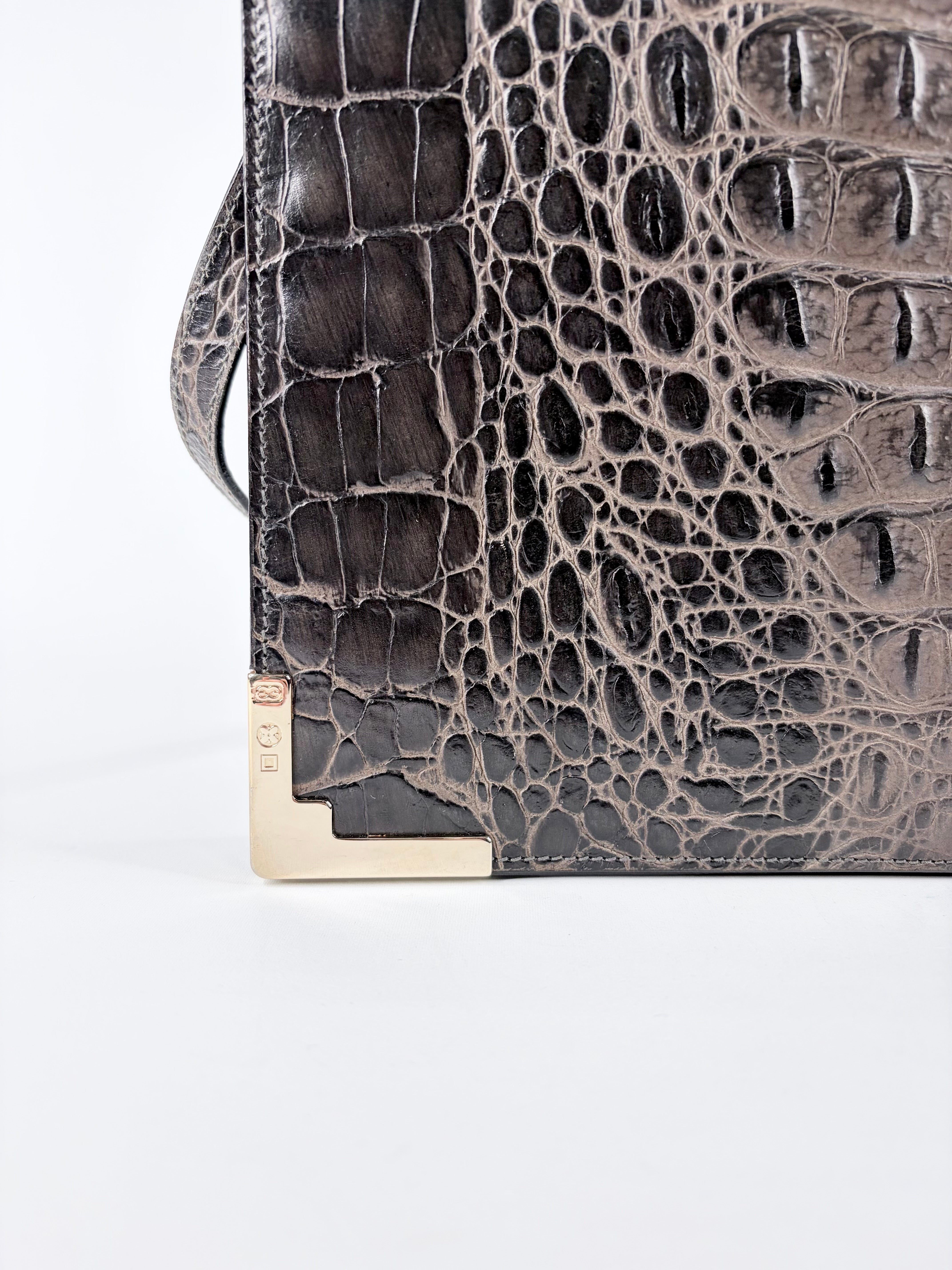 Escada Croc Textured Cross Body Bag