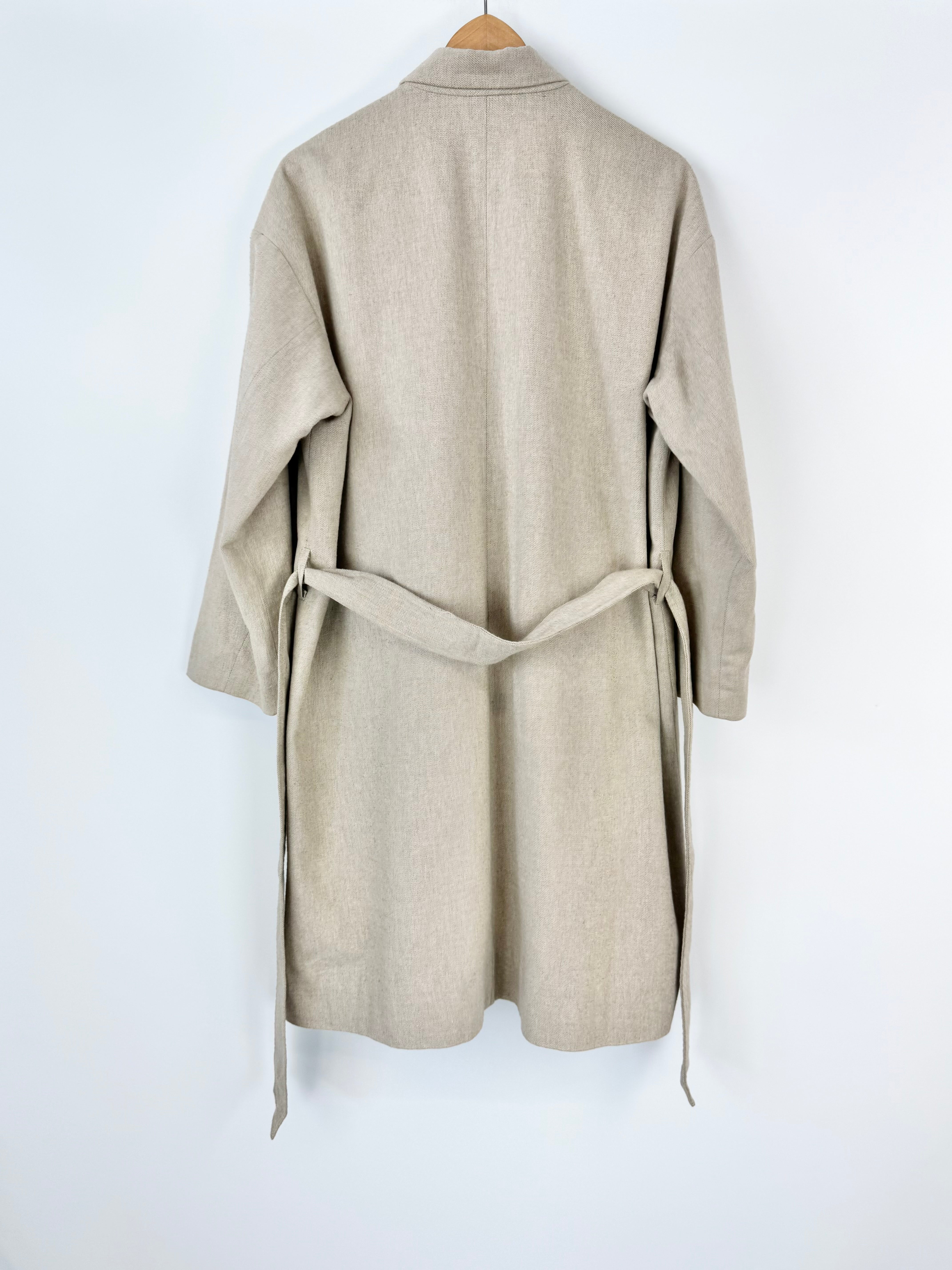 Samansa Mos2 Beige Cotton, Wool & Linen Blend Trench Coat - AU10