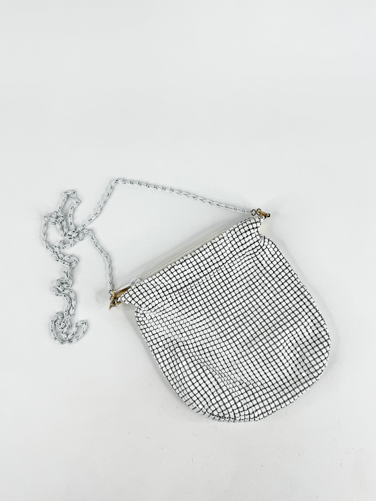 White Metal Mesh Cross Body Bag