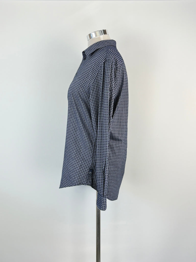 Armani Collezioni Pigeon Blue Felted-Square Pattern Shirt - XL