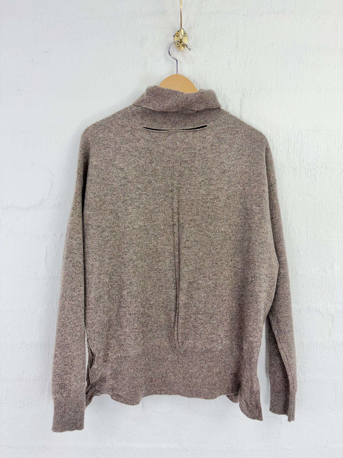 Bassike Mottled Taupe Cashmere Roll Neck Sweater - AU8/10