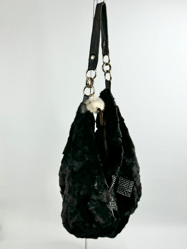 Black Fur Tote Bag