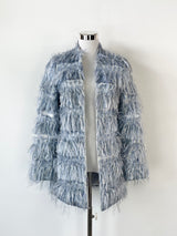 Alice McCall Sky Blue & Metallic Silver Layered Faux Fur Coat - AU6